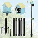 79-Inch Birdhouse Pole Stand, Heavy Duty Metal Bird House Mount with Ground Stake Base, Multi-Section Outdoor Pole for Birdhouses, Feeders & Garden