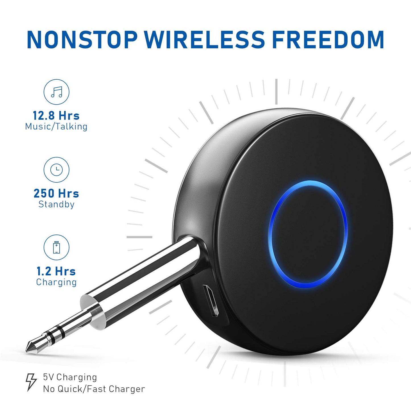 SONRU Bluetooth Aux Adapter for Car, Wireless Audio Receiver, Portable Hands-Free Kit with RCA AUX 3.5mm for Home/Car Stereo Music Streaming Sound