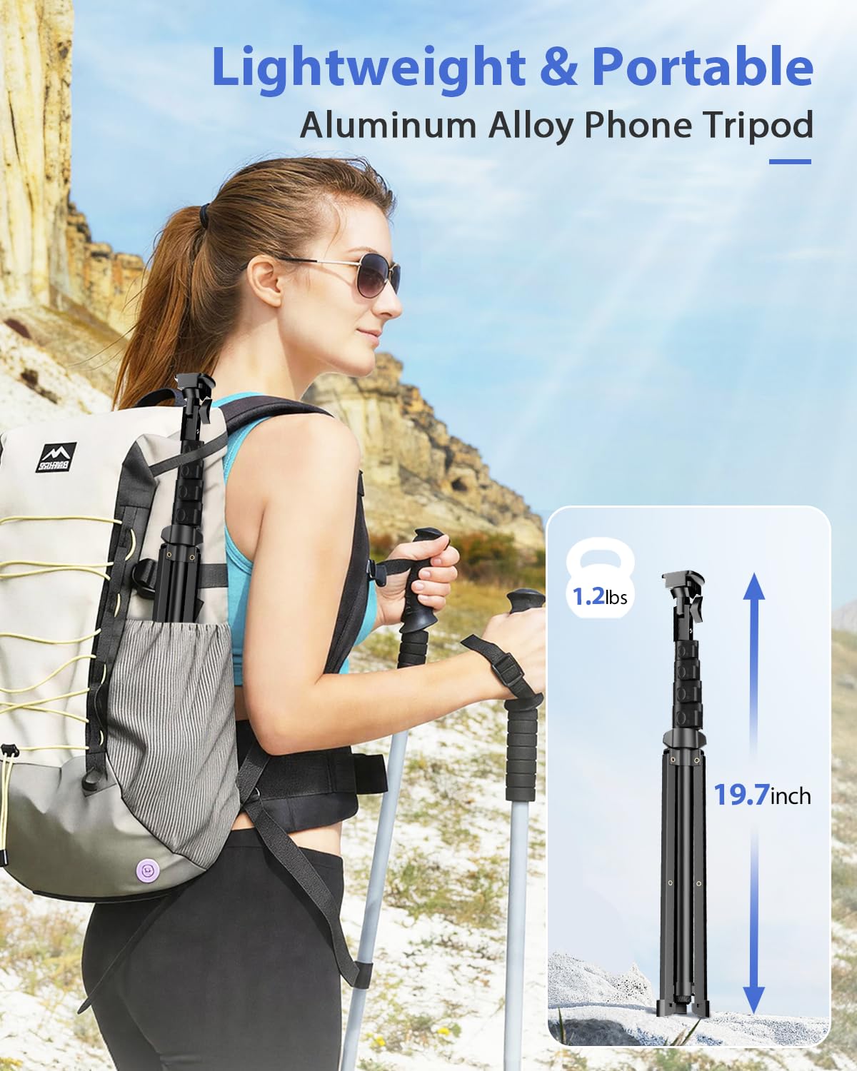 EMART 62’’ Cell Phone Tripod Stand, Adjustable Floor Cellphone Tri Pod Holder with Remote for iPhone and Android, Portable Compact Smartphone Selfie