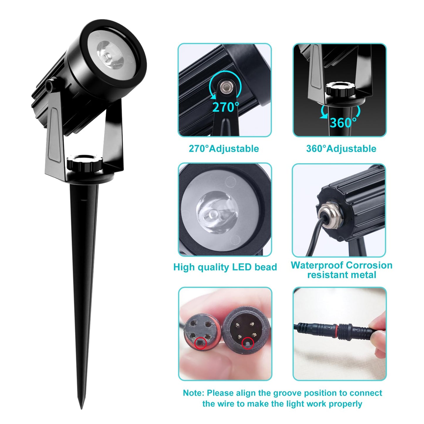 T-SUNUS RGB Solar Spot Lights Christmas, Metal Color Changing Landscape Spotlights IP65 Waterproof Spotlight 2-IN-1 Separated Panel for Outdoor