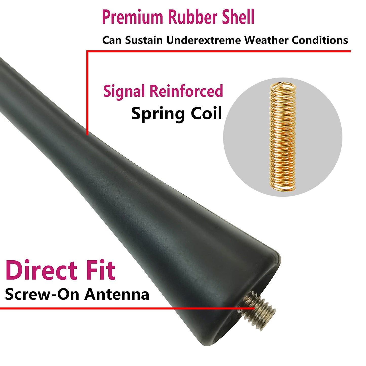 7 inch Rubber Antenna for Scion xA (2004-2006), Scion tC (2005-2016), Scion iQ (2012-2015) AM/FM Radio Short Antenna Replacement