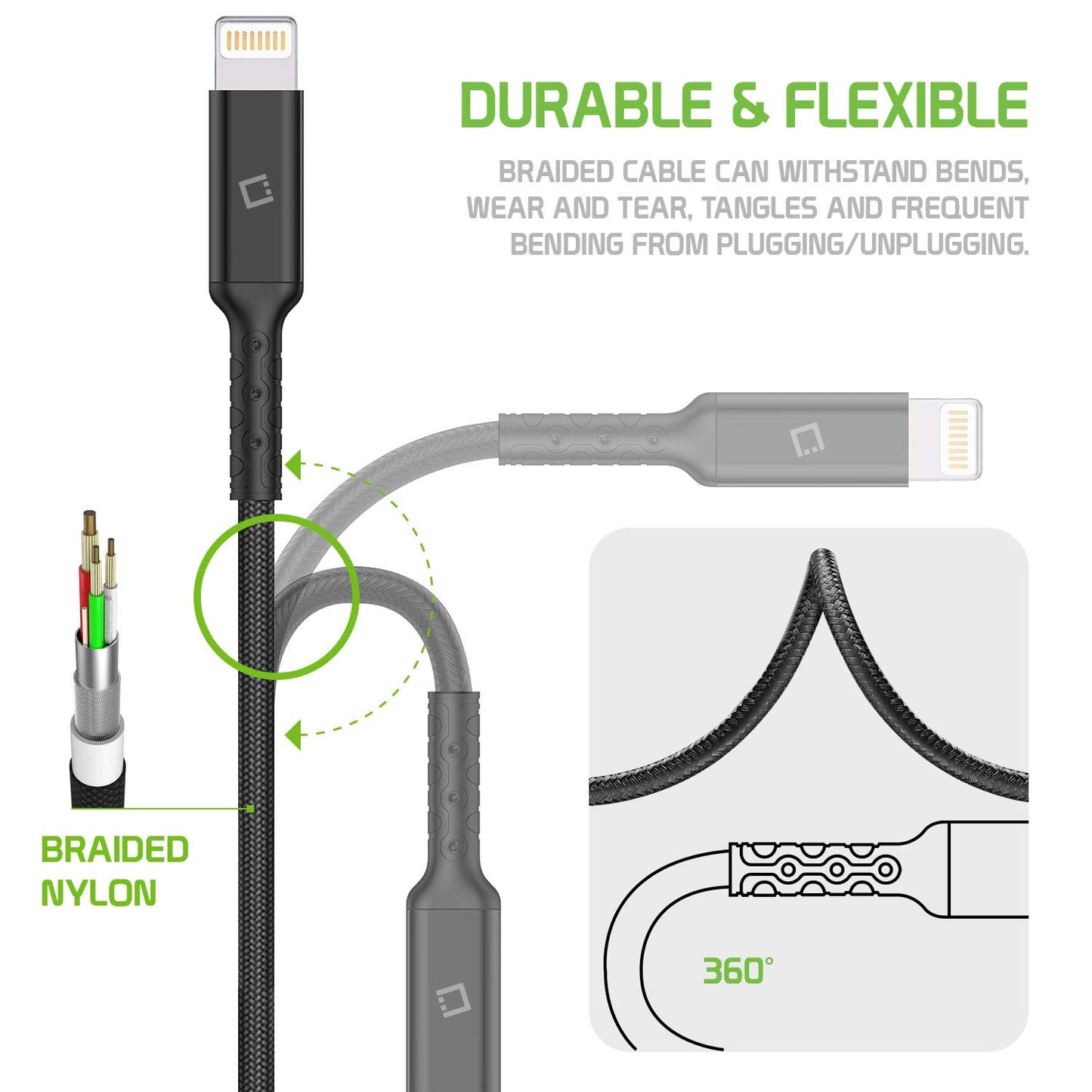 Cellet iPhone Charger Cable, Lightning Charging Cord, Data Cable Compatible for Apple iPhone 15 14 Pro Max Plus13 12 11 SE Mini XS iPad Pro Air, iPad…