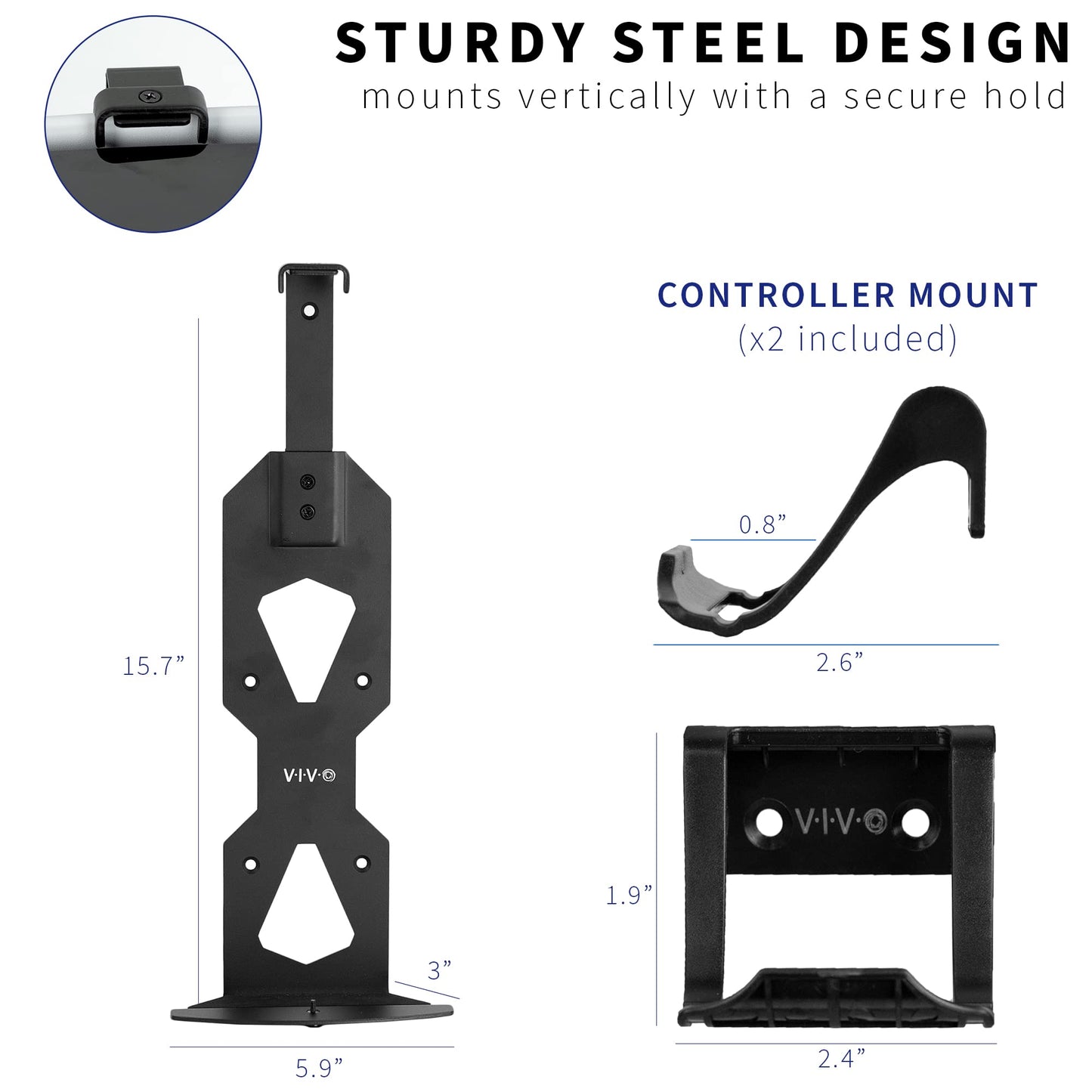 VIVO Steel Wall Mount Bracket Designed for PS5 Gaming Console, Vertical Display for PlayStation 5, Open Design, Black, MOUNT-PS5B