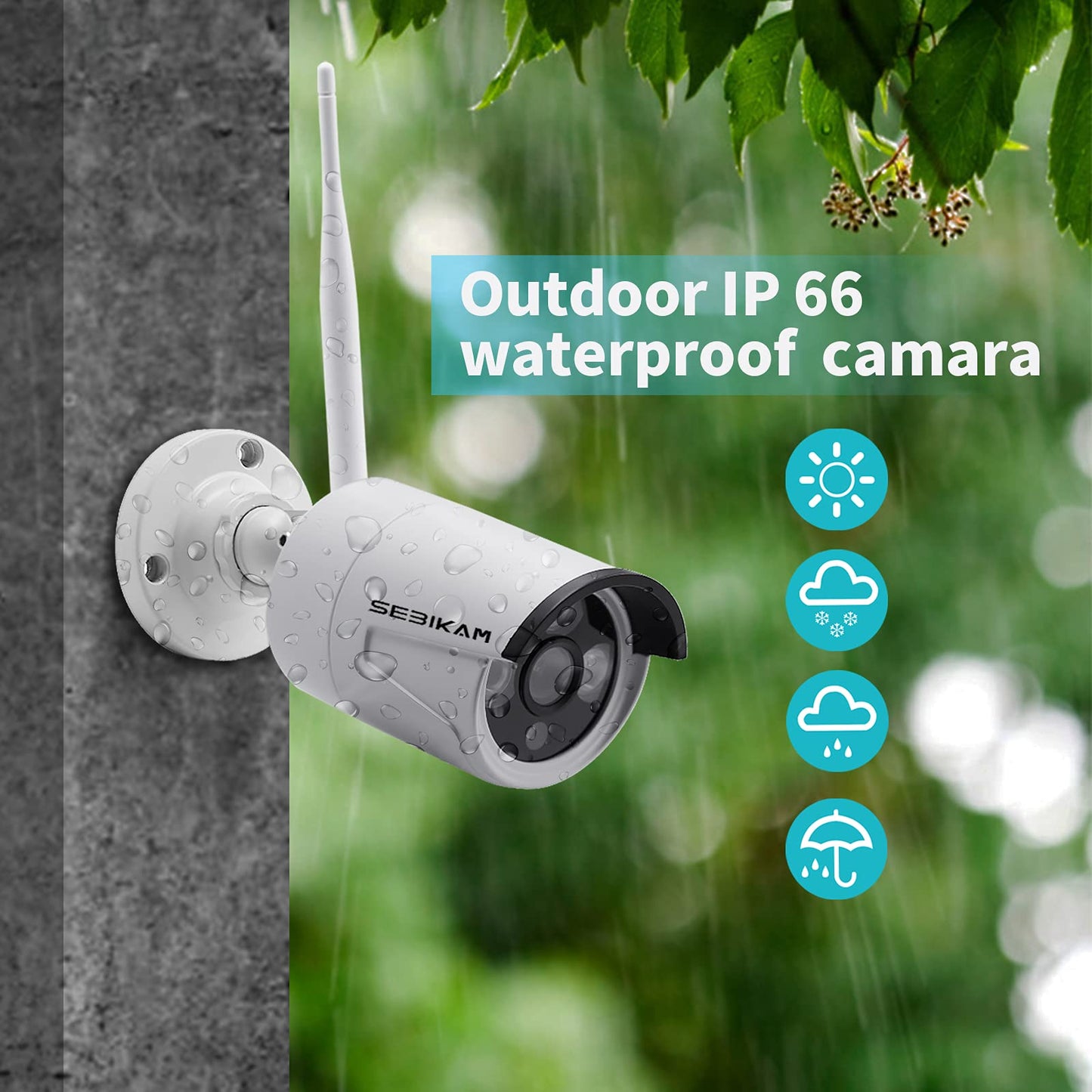 SEBIKAM Wireless Security Camera System with 10.1" Monitor, 4PCS 3MP/2K HD Cameras | 2-Way Audio | Local & Remote View | Night Vision Motion Detection