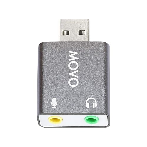 Movo USB-AC1 3.5mm TRRS Microphone to USB 2.0 Stereo Digital Audio Converter - USB Sound Card Adapter for Computer or Laptop - Convert USB Input