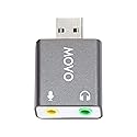 Movo USB-AC1 3.5mm TRRS Microphone to USB 2.0 Stereo Digital Audio Converter - USB Sound Card Adapter for Computer or Laptop - Convert USB Input