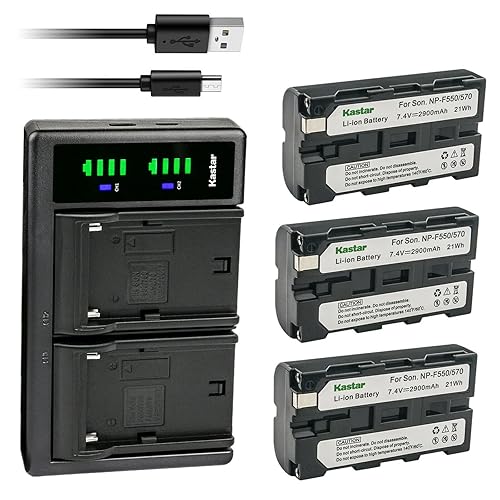 Kastar 3-Pack NP-F550/F570 Battery and LTD2 USB Charger Replacement for CCD-TRV517 CCD-TRV54 CCD-TRV55 CCD-TRV56 CCD-TRV57 CCD-TRV58 CCD-TRV59