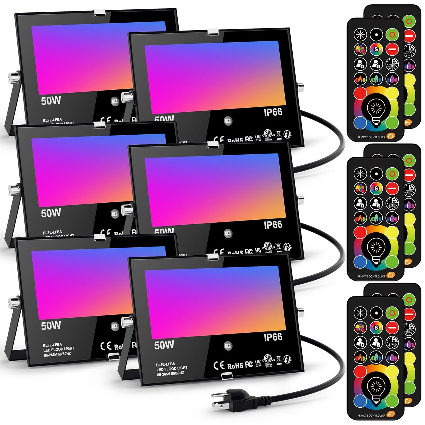 LED Flood Light Outdoor 500W Equivalent Color Changing Landscape Lighting, 24H Timing+120 Colors Strobe+2700K Warm White+DIY Flash, IP66 Waterproof Up