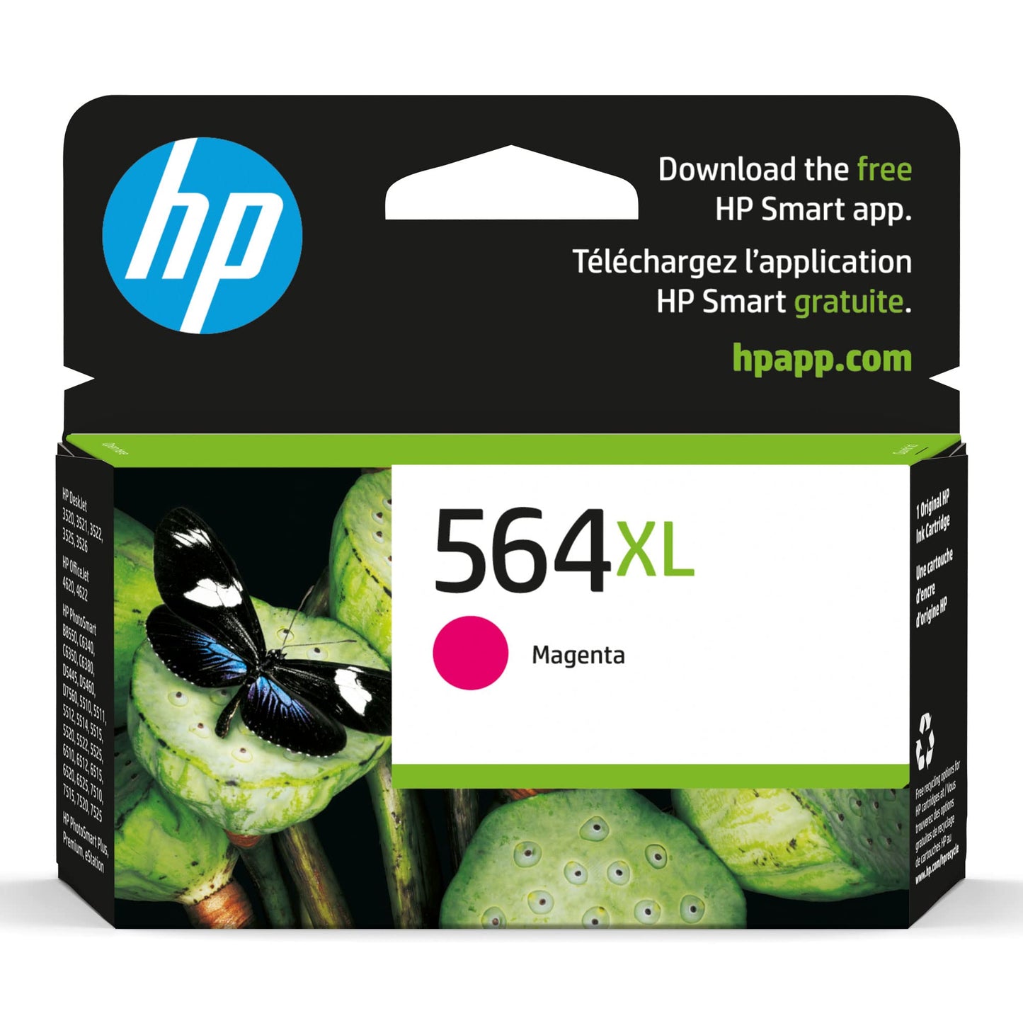 HP Original 564XL Magenta High-Yield Ink | Works with DeskJet 3500; OfficeJet 4620; PhotoSmart B8550, C6300, D5400, D7560, 5510, 5520, 6510, 6520