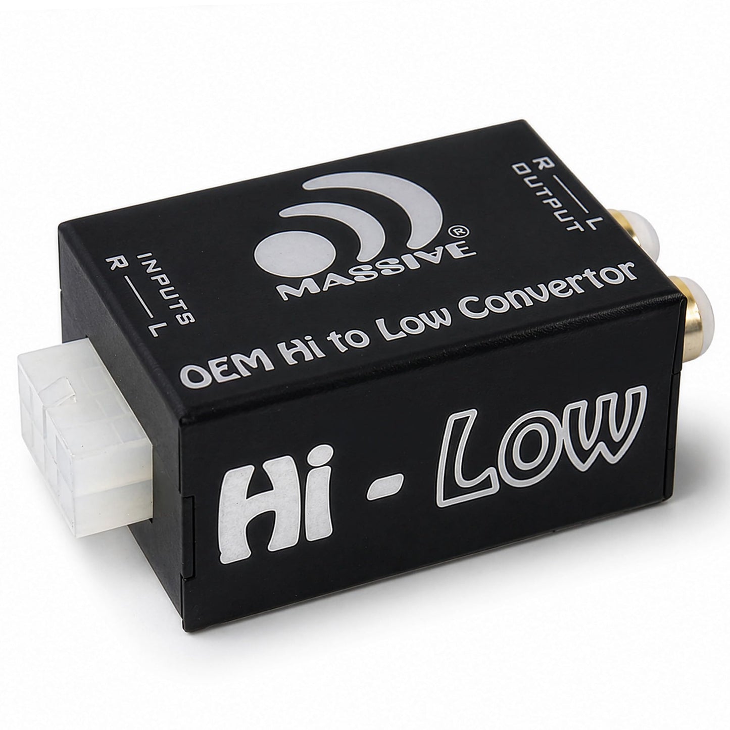 Massive Audio Hi-Low | Car Audio High Level Speaker Signal to Low Level RCA Converter, High to Low Level Signal