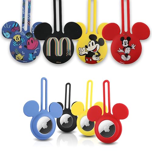 Disney Mickey Mouse Ears 4-Pack Silicone Airtag Holder Case- 4 Airtag Keychain Holder Included- Disneyland Accessory for Backpack/Keys/Pet - Keychain