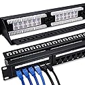 6COM 6COMGIGA 24 RJ45 Port Cat6 Patch Panel with Removable Back Bar,Support 110 & Krone Terminations,1U 19 Inch Network Patch Panel for Cat6, Cat5e