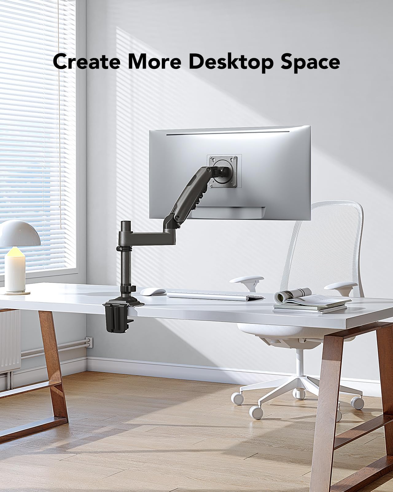 HUANUO Single Monitor Arm, Adjustable Desk Mount for 13-34 inch Screens, Holds 19.8lb, 22.44 inch Max Height, Full Motion Swivel Gaming Monitor Stand