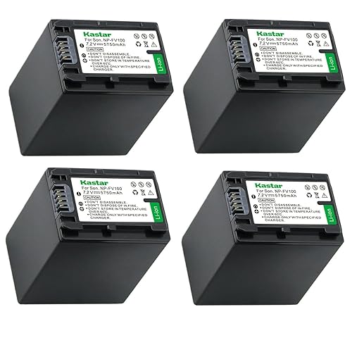 Kastar 4-Pack NP-FH100 Battery Replacement for Sony HDR-UX7, HDR-UX9, HDR-XR100, HDR-XR105, HDR-XR106, HDR-XR200, HDR-XR500, HDR-XR520 HXR-MC1