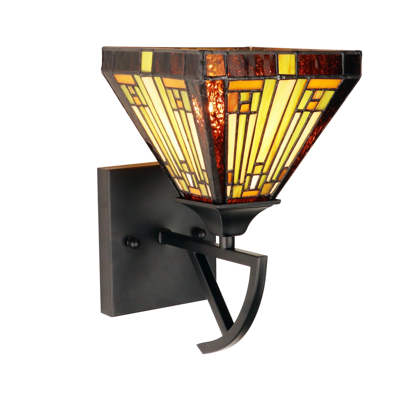 Chloe Lighting Innes Mission-Style 1-Light Blackish Bronze Finish Wall Sconce 6" Shade