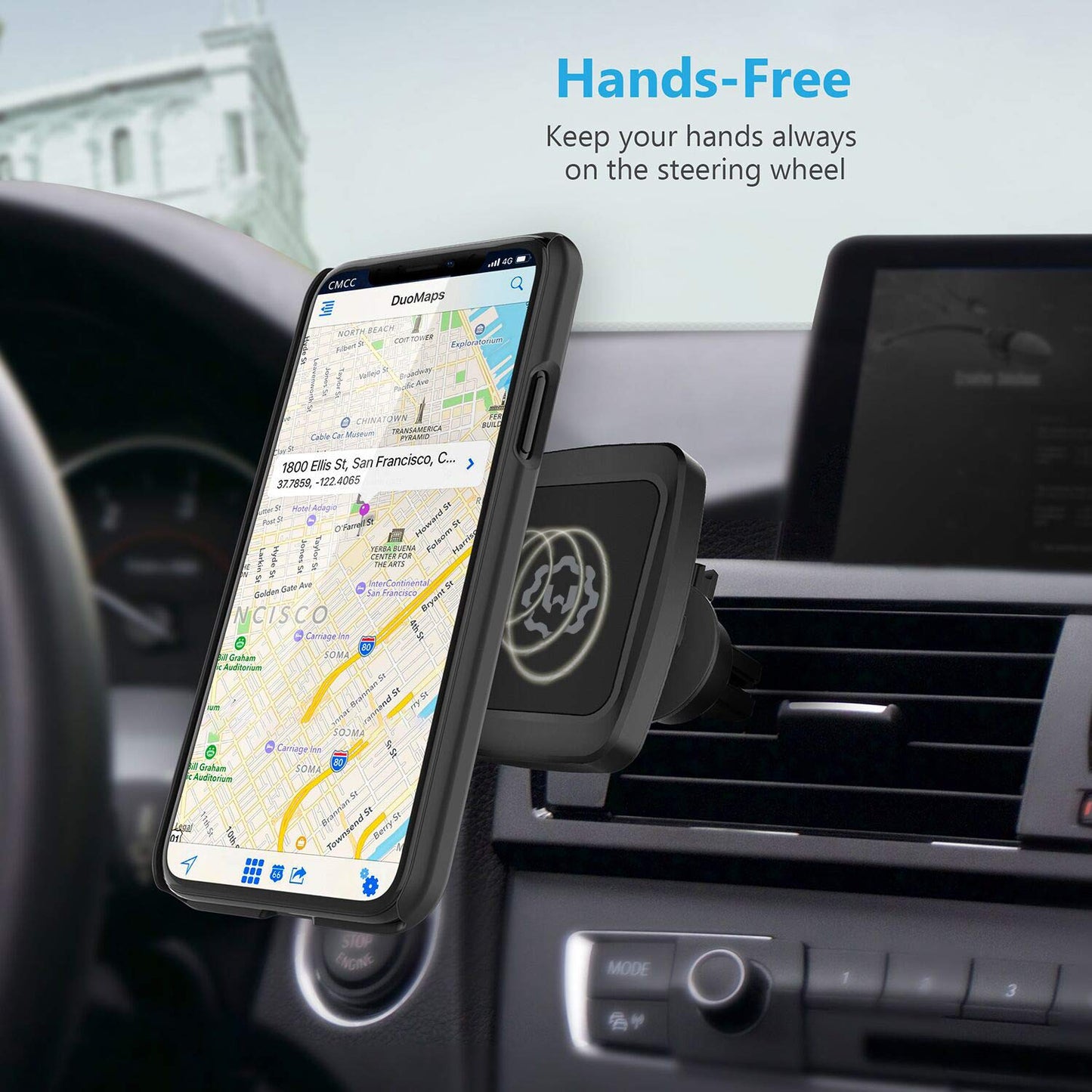 WixGear Magnetic Phone Car Mount, Universal Bite-Lock Air Vent Magnetic Phone Car Mount Holder, for Cell Phones with Swift-snap Technology