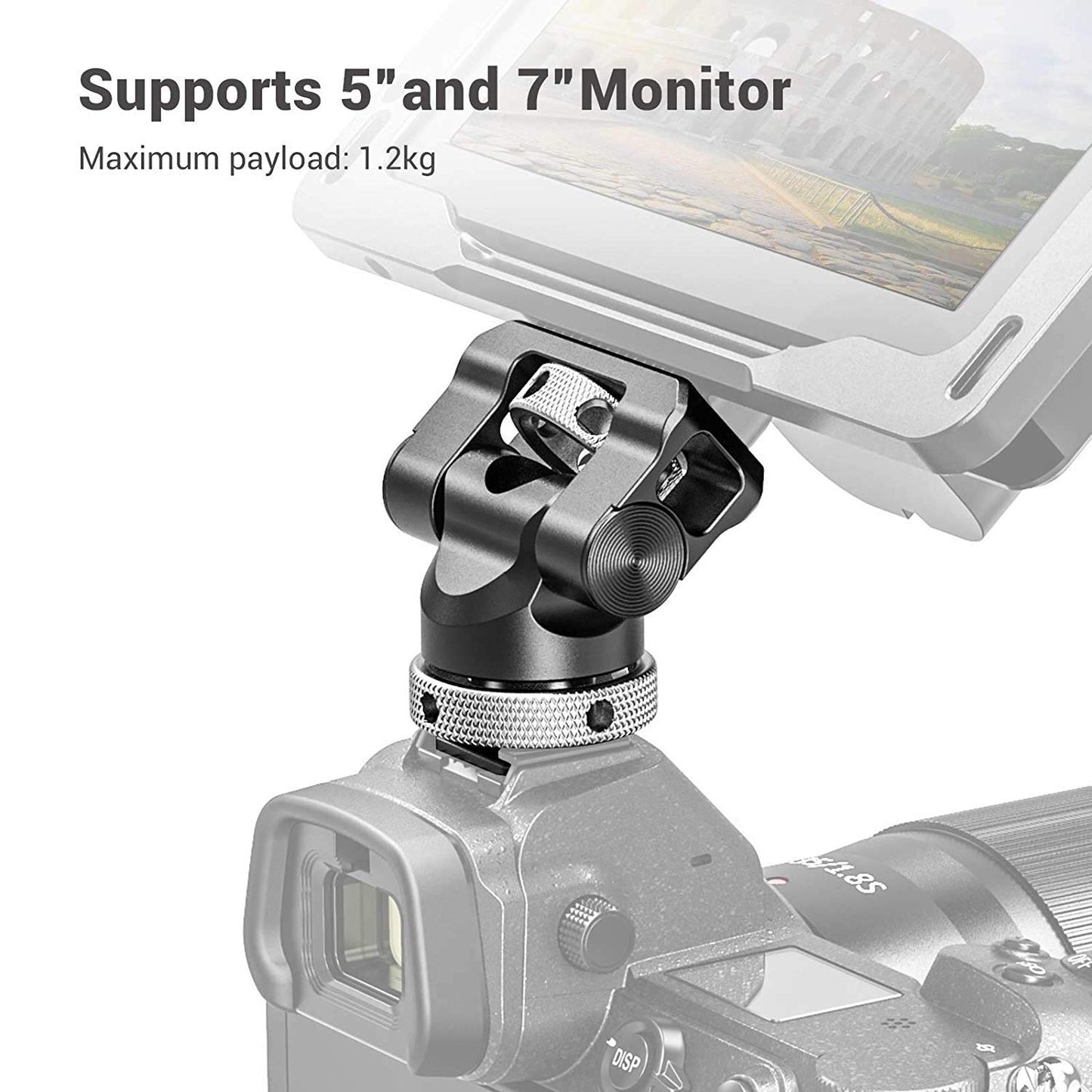 SmallRig Field Monitor Mount Holder with Cold Shoe and 1/4" Inch Screw for 5 Inch and 7 Inch Monitor, with 360 Degree Swivel and 140 Degree Tilt