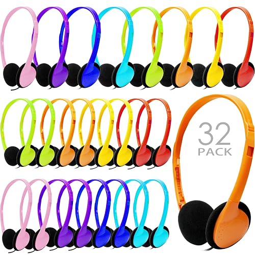 CN-Outlet 32 Pack Kids Headphones Bulk Multi Color for School Classroom Students Children Toddler Boys Girls Teen and Adult