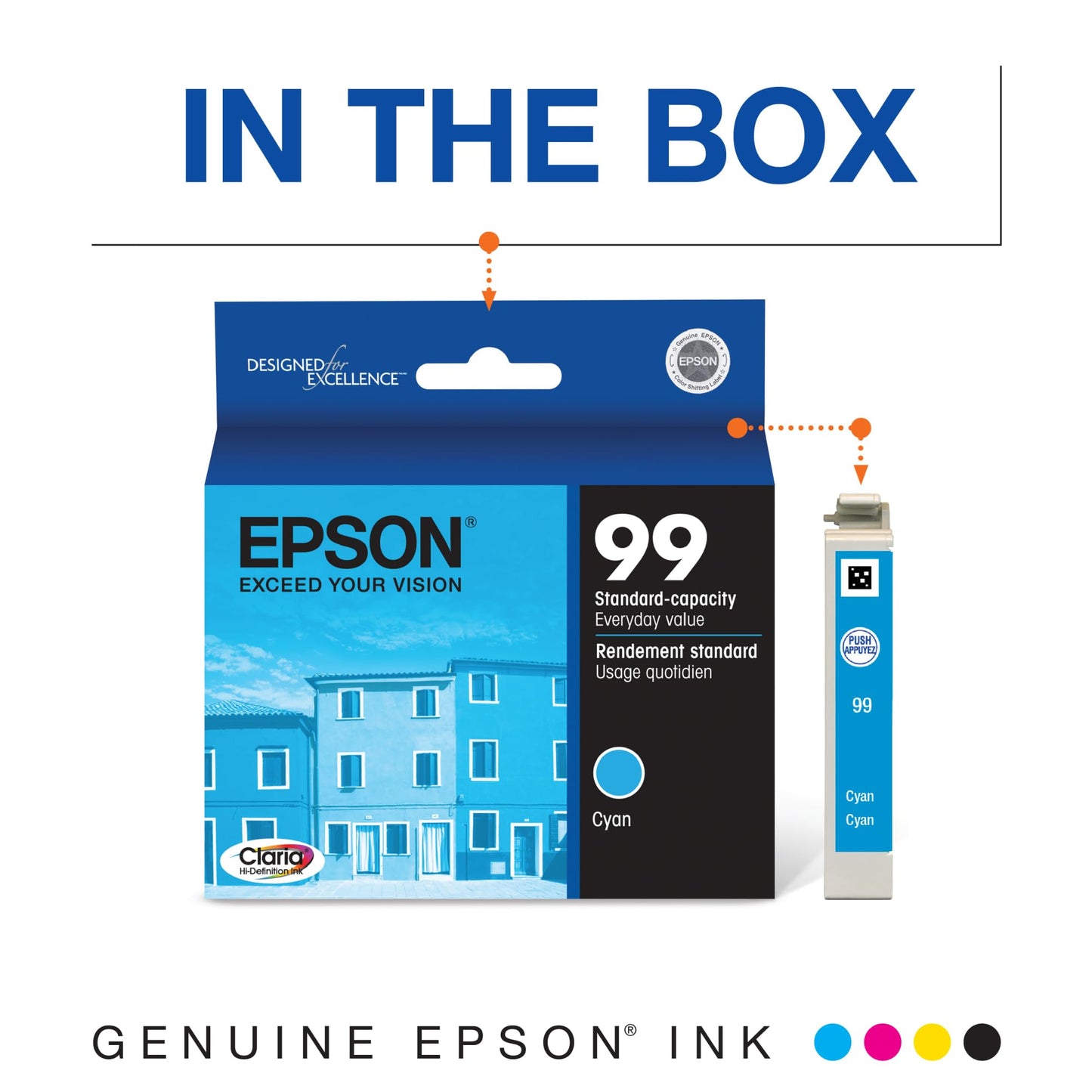 Epson 99 Claria Hi-Definition Ink Standard Capacity Cyan Cartridge (T099220-S) Works with Artisan-700, 710, 725, 730, 800, 810, 835, 837