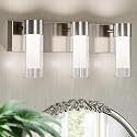 Tribesigns LED Bathroom Light Fixtures, 3-Light Vanity Lights Over Mirror, Wall Lights with 3 Color Modes & Sand Nickel Finish, Wall Sconces