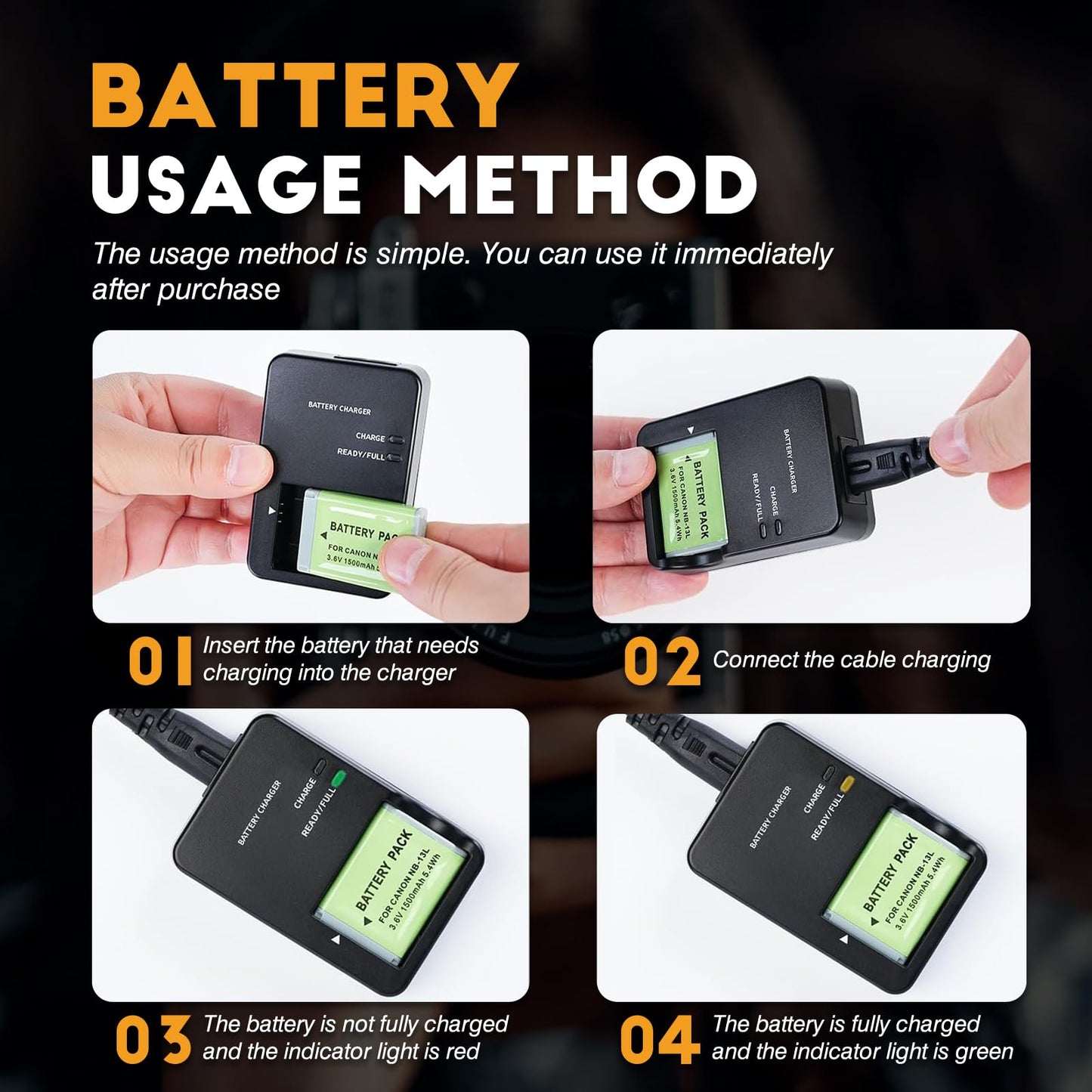 Fast USB Charger for NB-13L Battery (CB-2LH/CB-2LHT)| Compatible with Canon G7X G7X Mark II III G1 X Mark III G5X G5X Mark II G9X G9X Mark II SX620