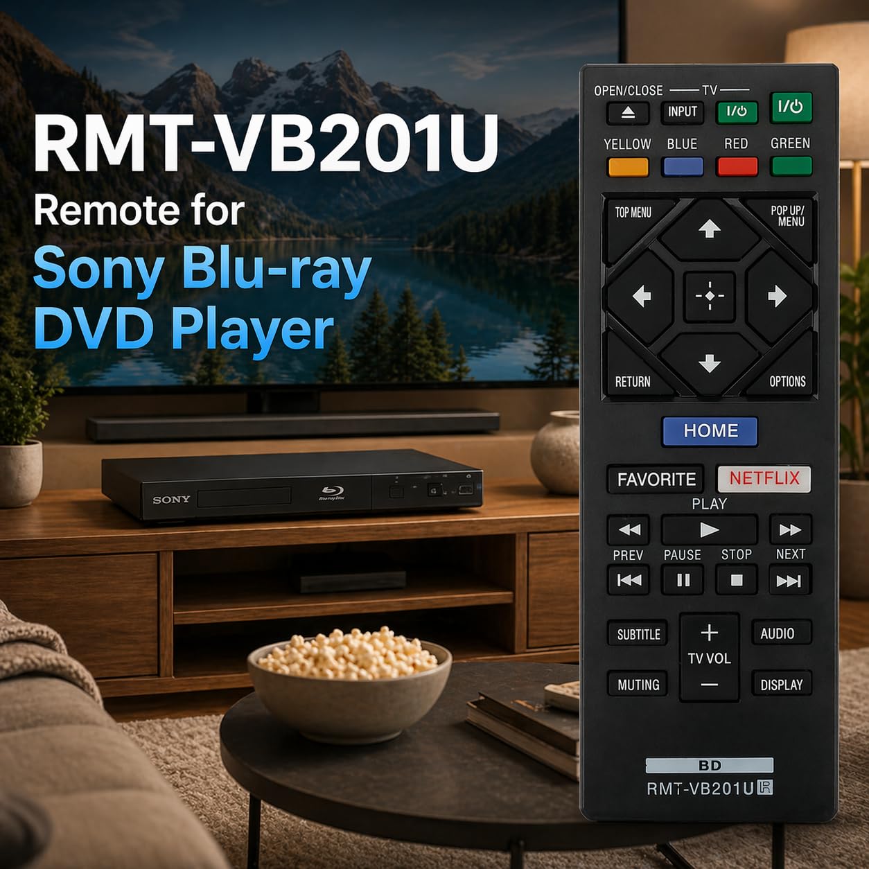 Remote Control Sony RMT-VB201U Remote fit for Sony Blu-ray DVD Player BDP-S3700 BDP-BX370 BDP-S1700 UBP-X700 BDPS3700 BDPBX370 BDPS1700 UBPX700