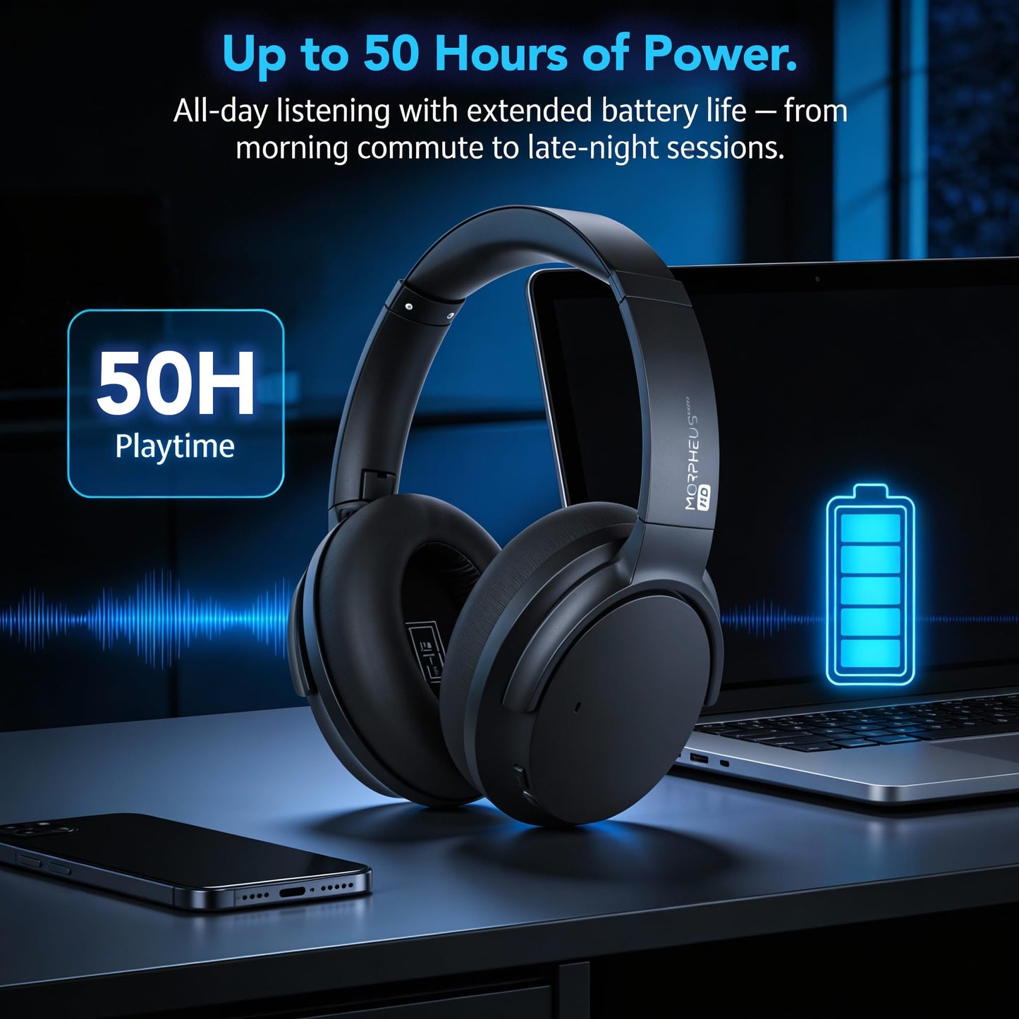Morpheus 360 Synergy HD Bluetooth Headphones Wireless, Qualcomm aptX HD, CES 2025 Twice Picks Award Creators, Over-Ear Noise Cancelling Headphones