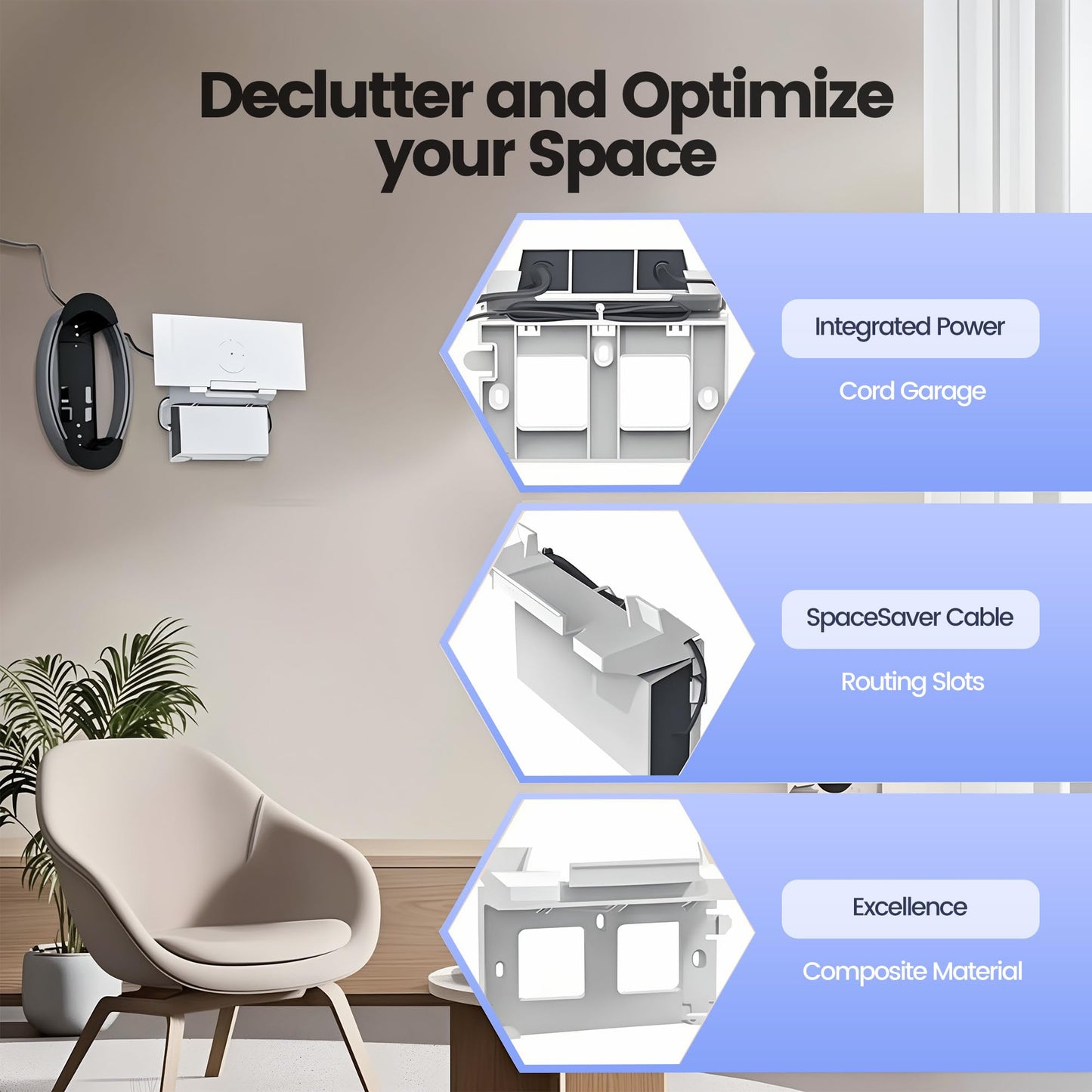 STARSIKI Starlink Gen 3 Mount, All-in-One Router & Power Hub Mounting Kit for Starlink Gen3 Standard V3 Mesh Router and UTR-32 - Enhanced Cable