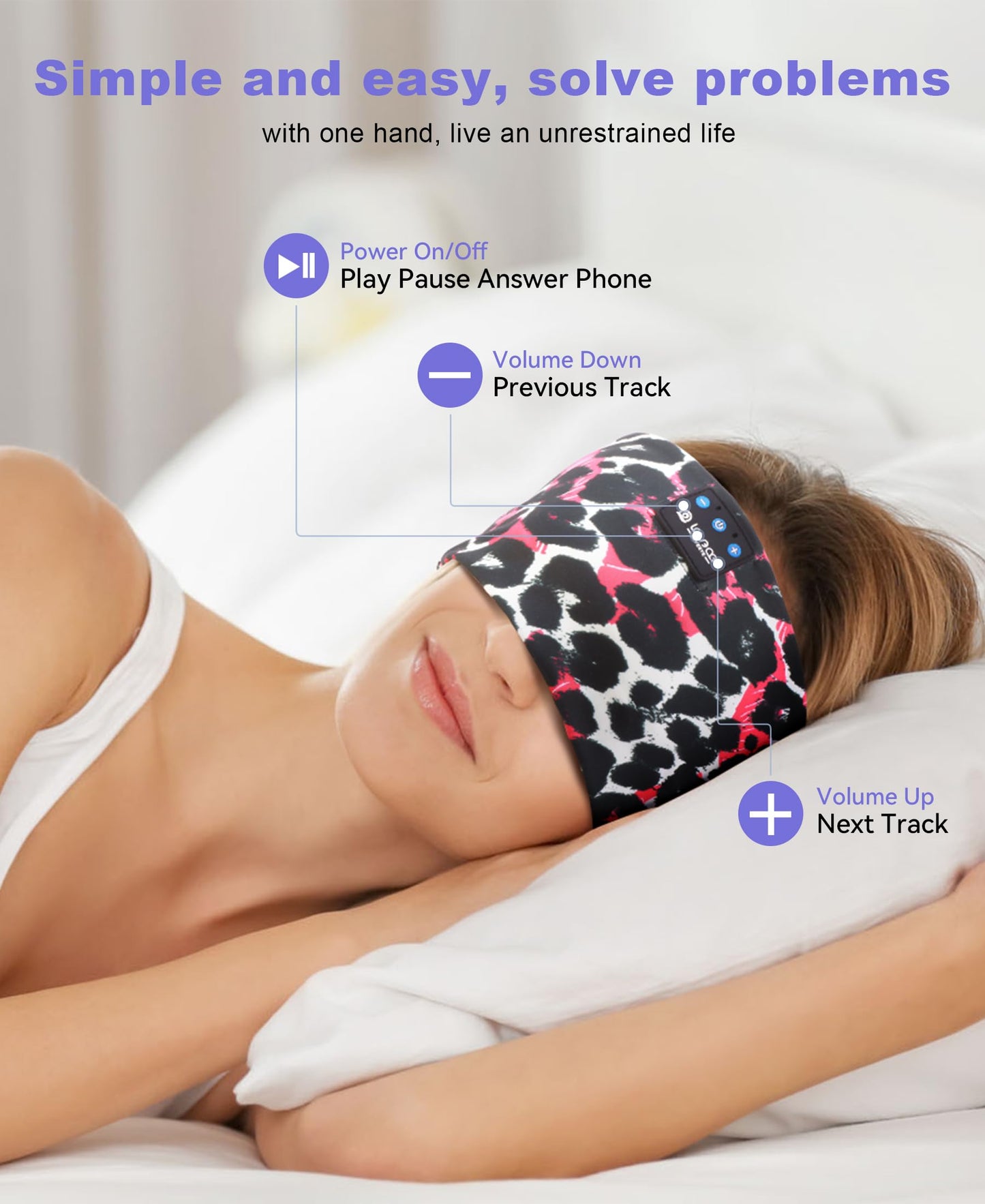 LOVE EYE Sleep Headphones Wireless Headband Headphones Bluetooth 5.4 for Side Sleeper Bluetooth Headband Earphones for Sports for tech Gadgets Gifts