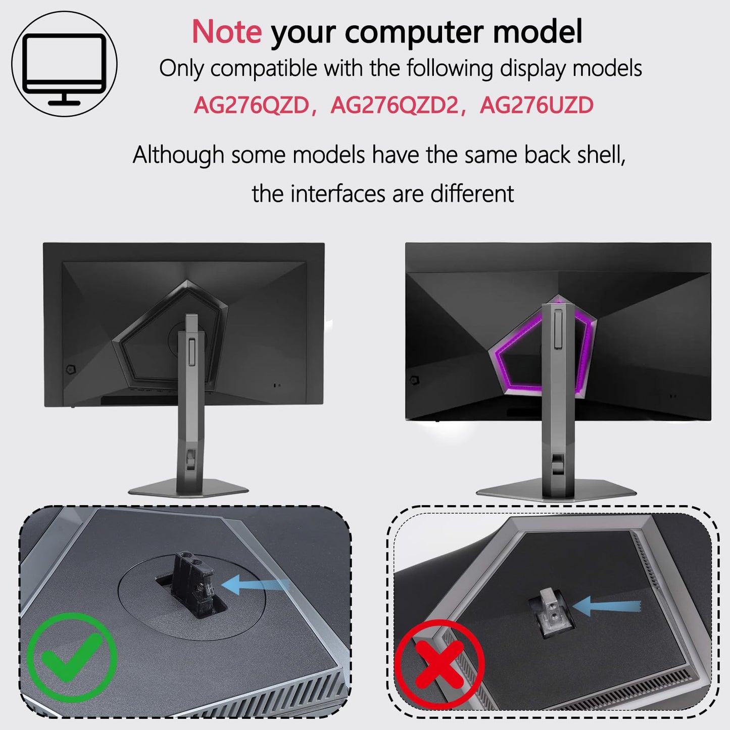 AG276QZD2 VESA Mount Adapter Compatible with AOC Agon Series Monitor?Fits AG276QZD,AG276QZD2,AG276UZD?- 75x75 to 100x100 Wall Mount Bracket