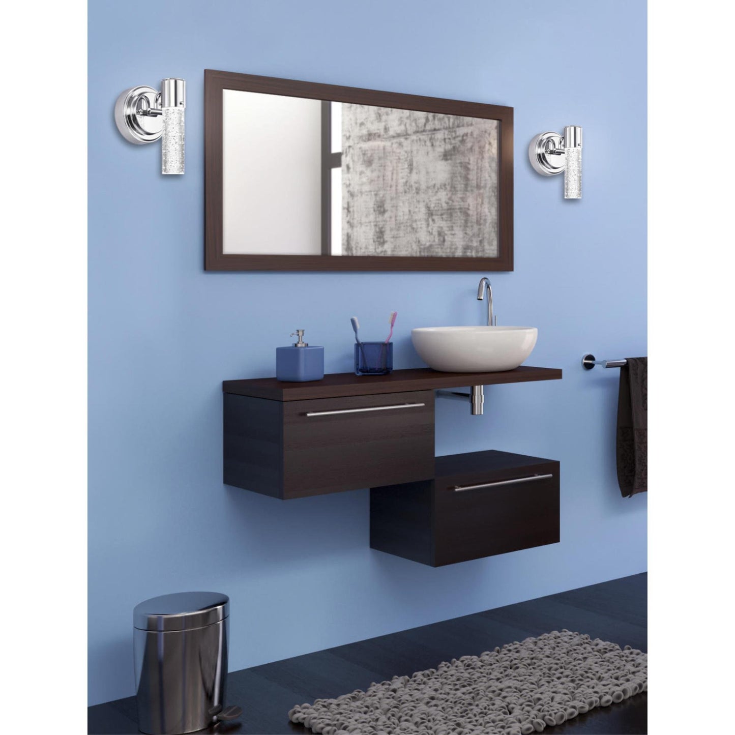 Westinghouse 6307600 Cava One-Light LED Indoor Wall Fixture, Chrome Finish with Bubble Glass, 1 Pack, Silver