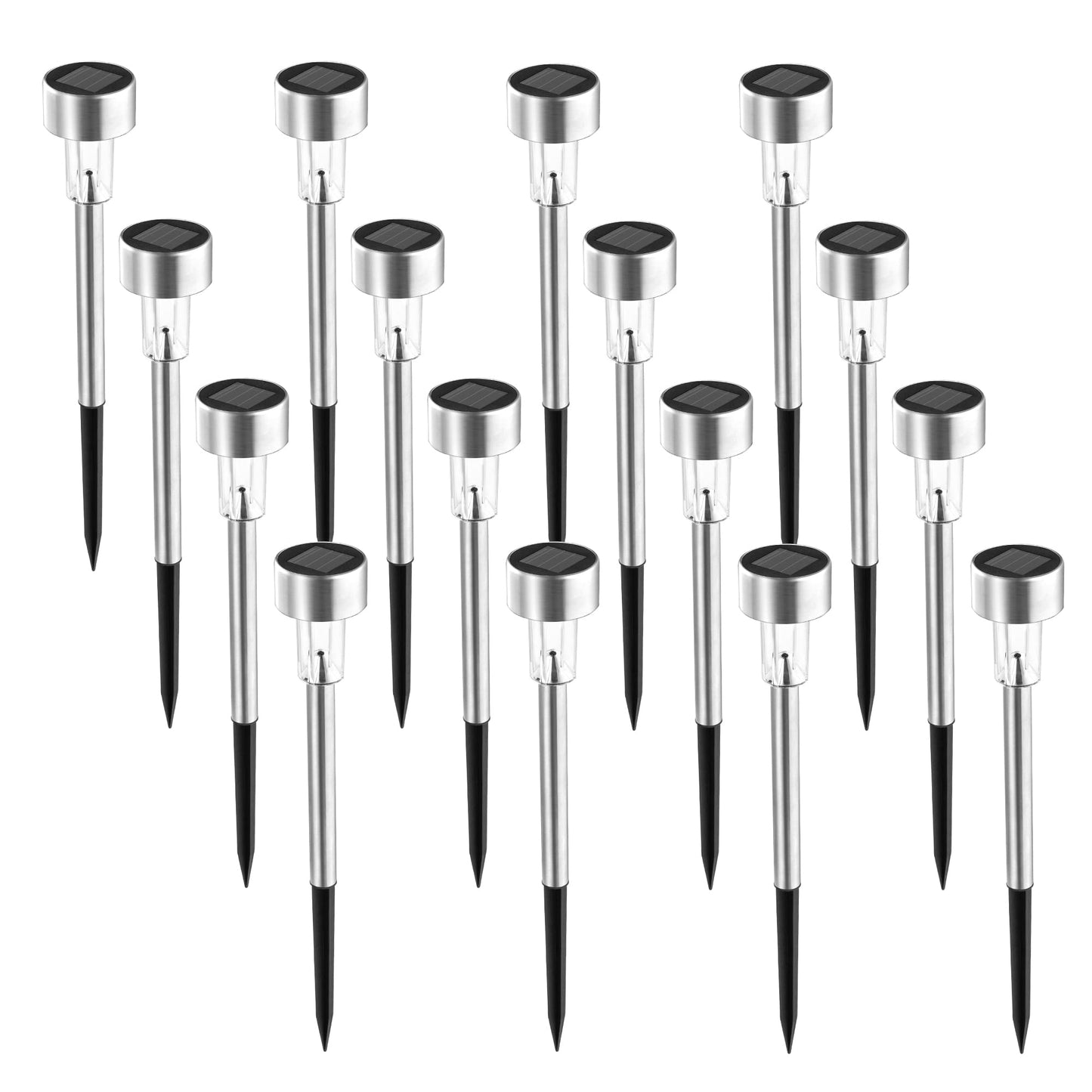 SOLPEX 16 Pack Solar Outdoor Lights Pathway, Stainless Steel Solar Lights Outdoor Waterproof,LED Landscape Lighting Walkway