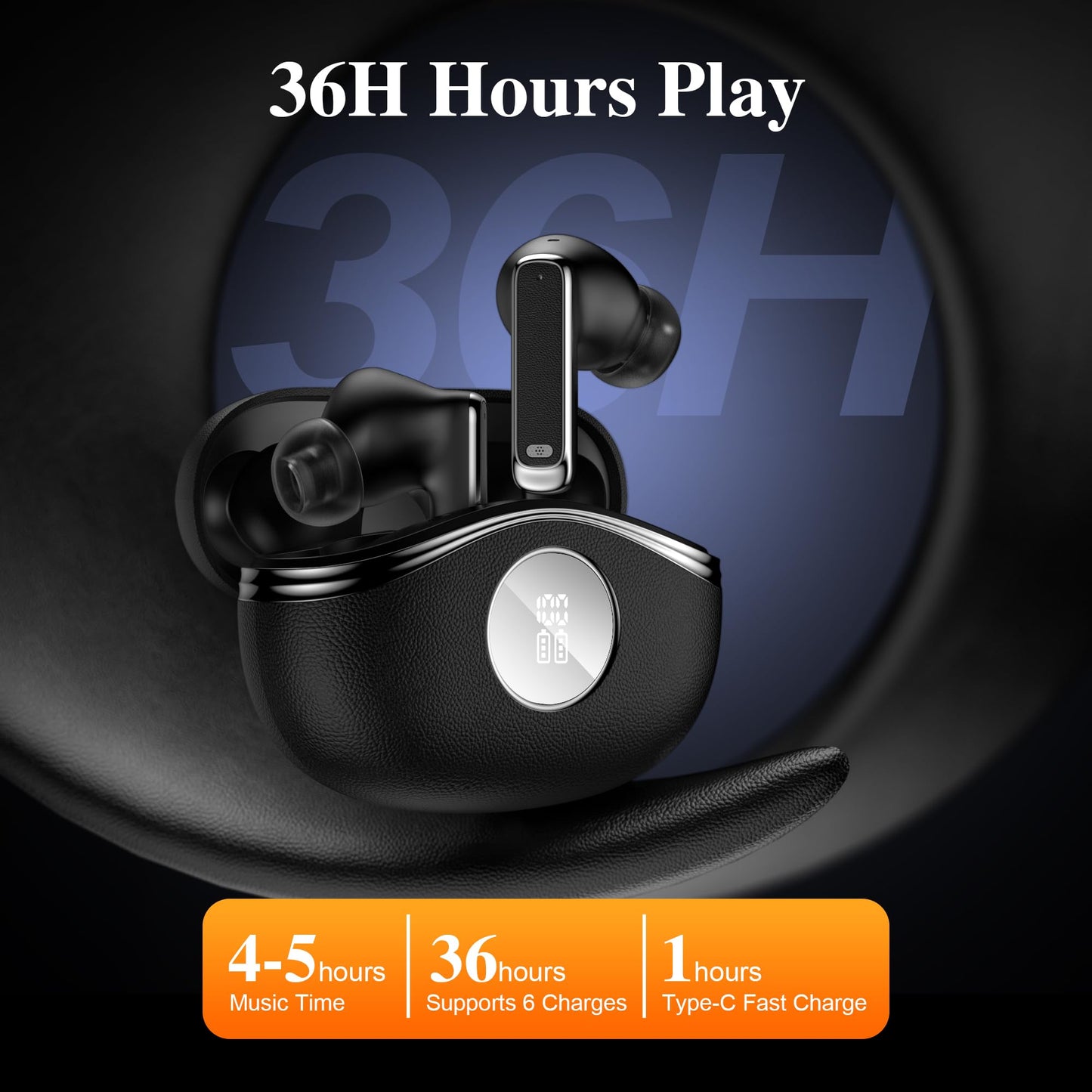 Wireless Earbuds, Bluetooth 5.4 Headphones Bass Stereo Sound, Earbuds Wireless Bluetooth with Noise Cancelling Mic, IP7 Waterproof Ear Buds, LED…