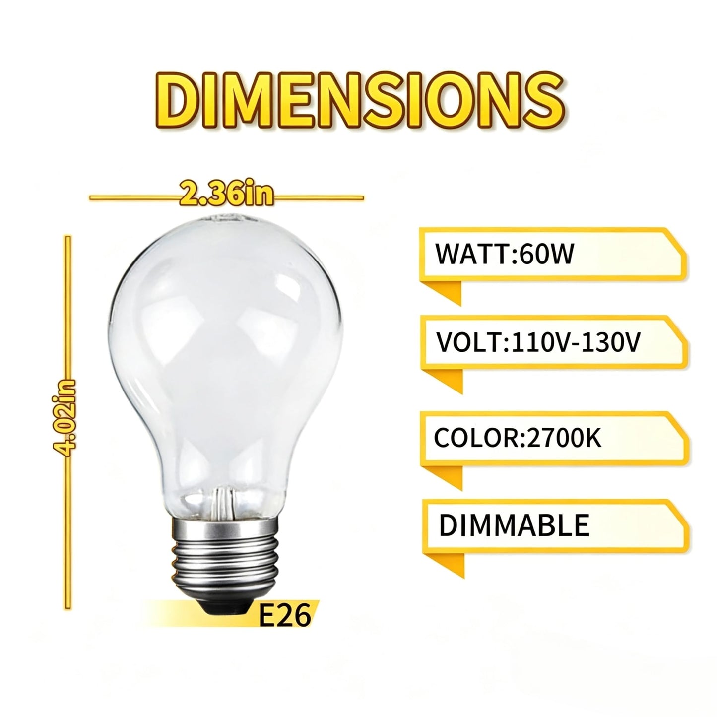 JUNFMLY 60 Watt Incandescent Light Bulbs, A19, Soft White, 4-Pack
