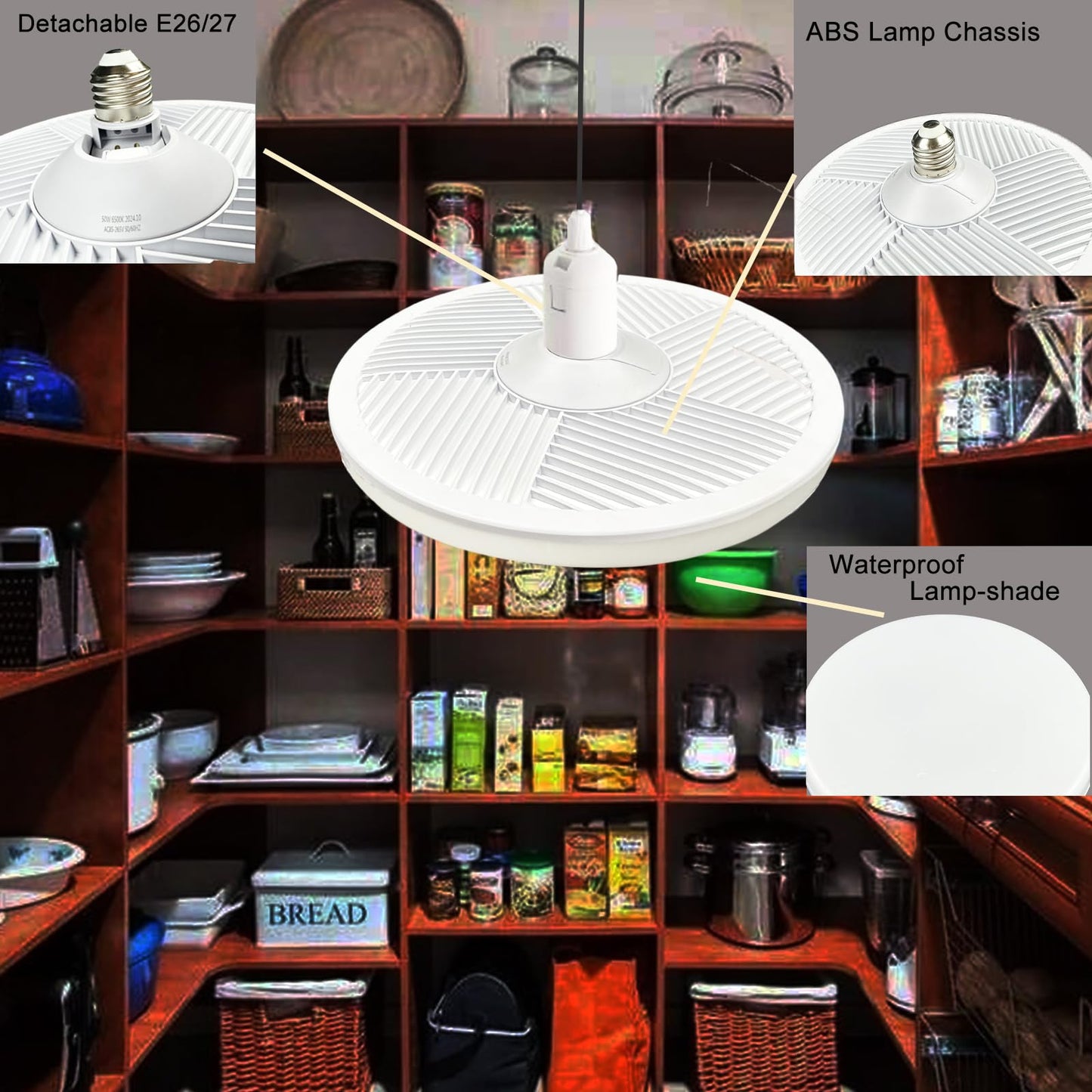 NCBCNB E27 UFO Garage Light Bulbs 260W Equivalent Efficient 40W 7Inch 3000LM, LED Light Bulbs, 6500K Daylight White Light E27/26 Standard Base, 50000