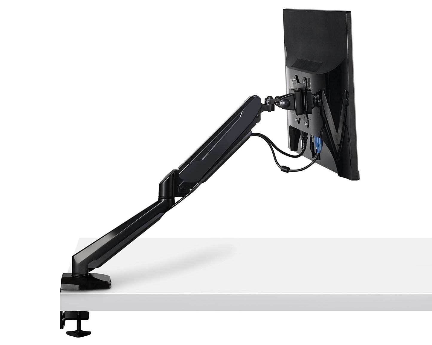 Fotolux Full Motion Ultra-flex Gas Spring Swivel LCD Desk Monitor Mount For 15"-27" With USB And Audio Ports - Easy Installation With Quick Release