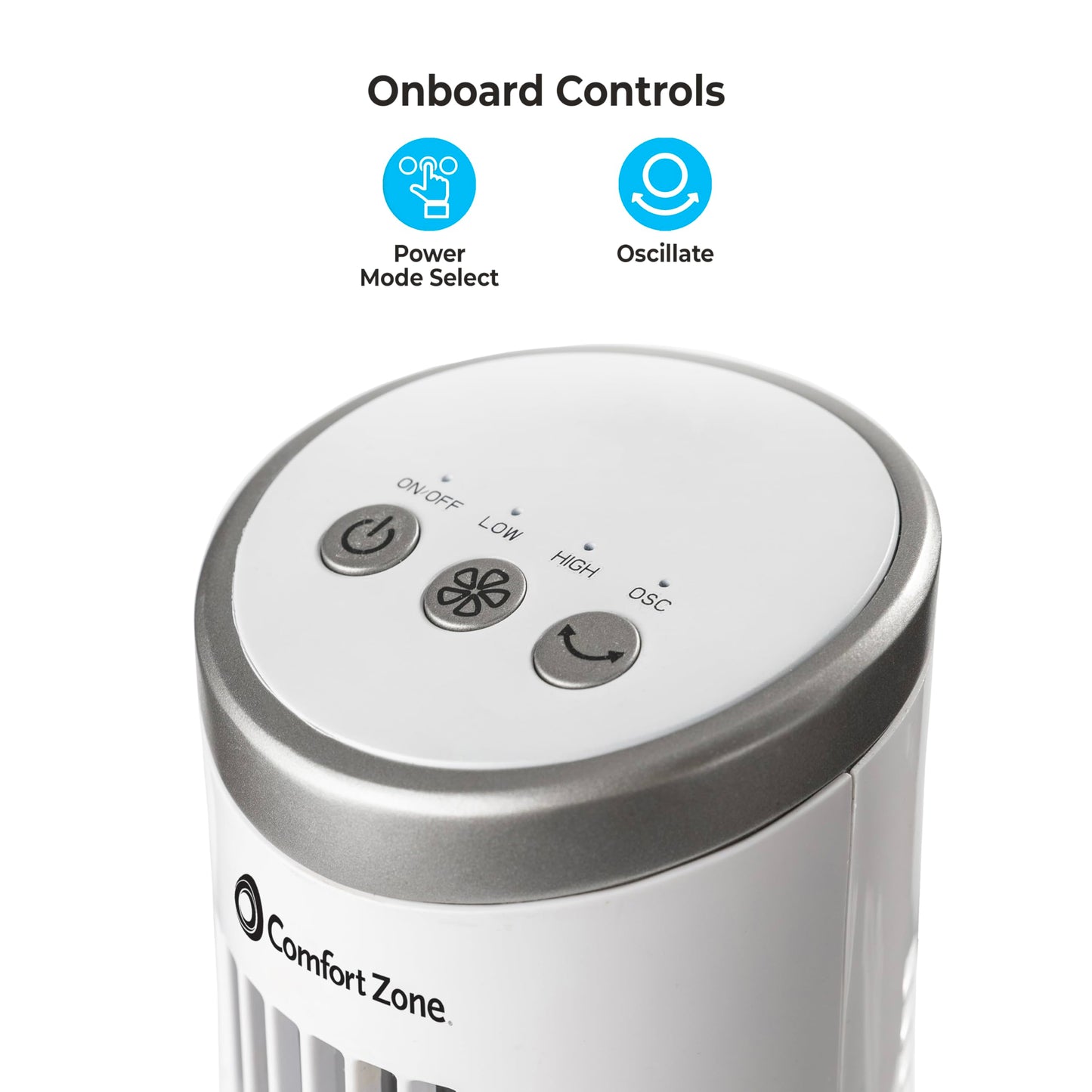 Comfort Zone 12-Inch Oscillating Desktop Tower Fan