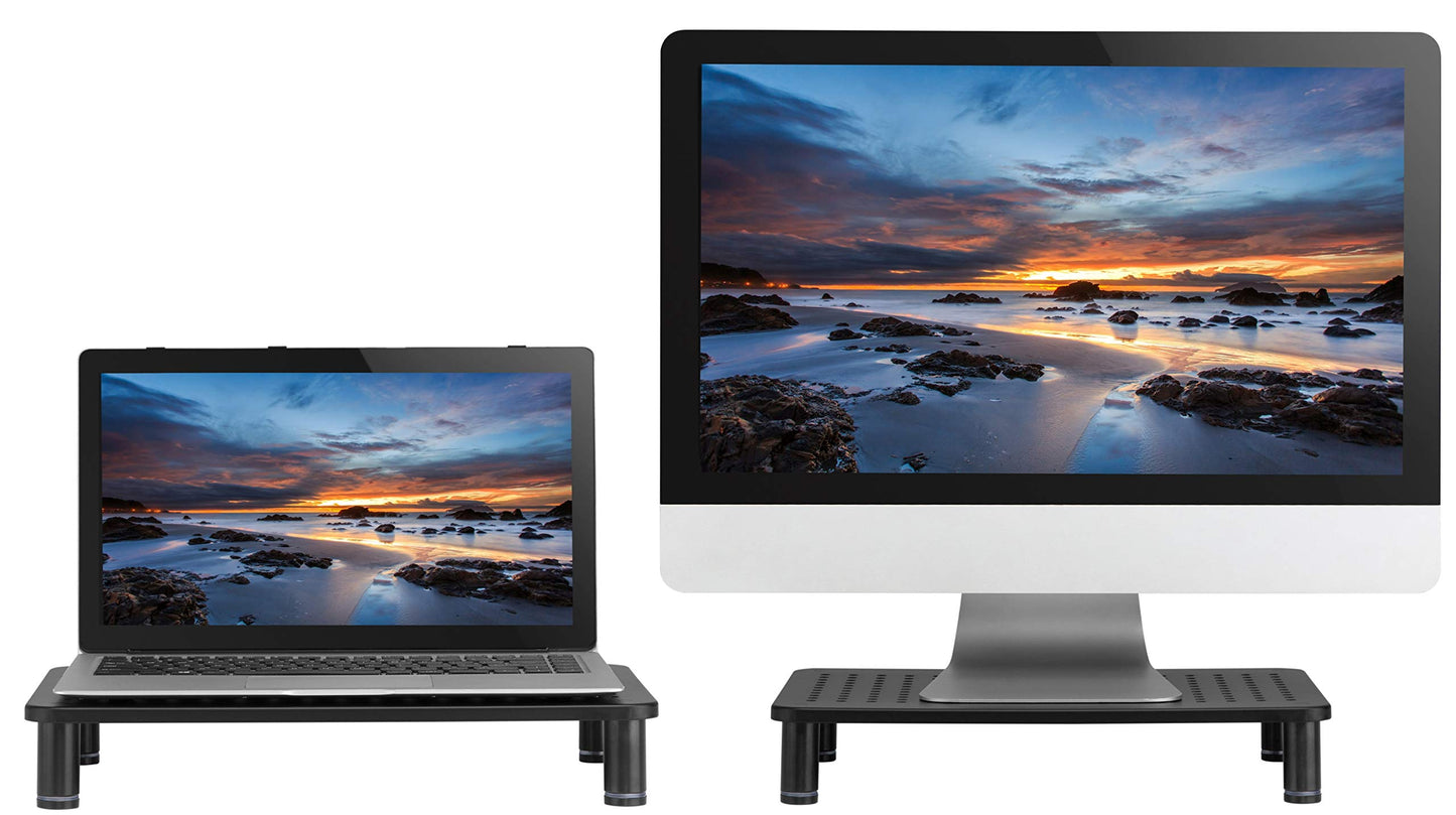 Husky Mounts Monitor Riser Laptop Stand, Adjustable Legs, Stackable, 14.5" x 9.25" x 3.25" Max Height, Matte Black Steel, 1 Stand