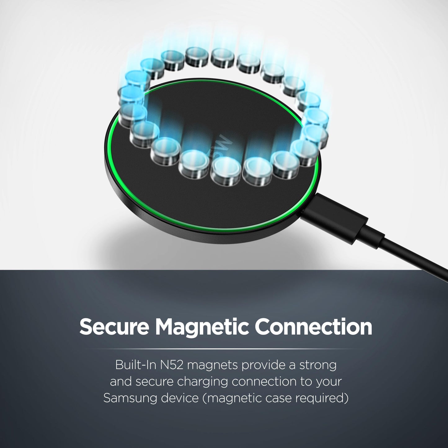Galvanox Magnetic Wireless Charger for Samsung, 25W Fast Charging Pad with 30W PPS USB-C Wall Adapter, Removable USB-C Cable, LED Charging Indicator