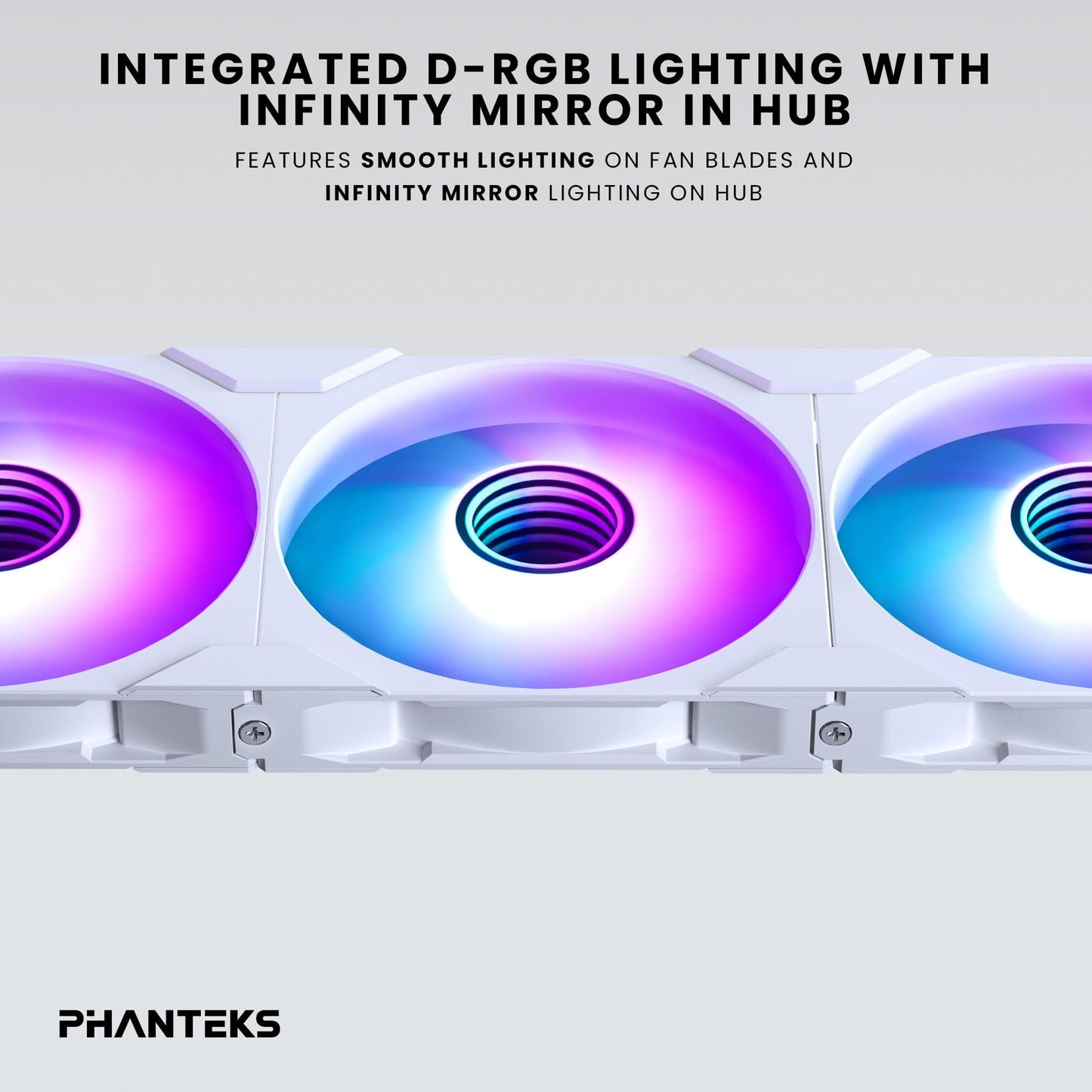 Phanteks M25-140 Gen2 Reversed Blade Triple Pack, 3X 140mm ARGB High Performance Cooling Fans, Daisy-Chain Unified Fan Frame, Infinity Mirror hub