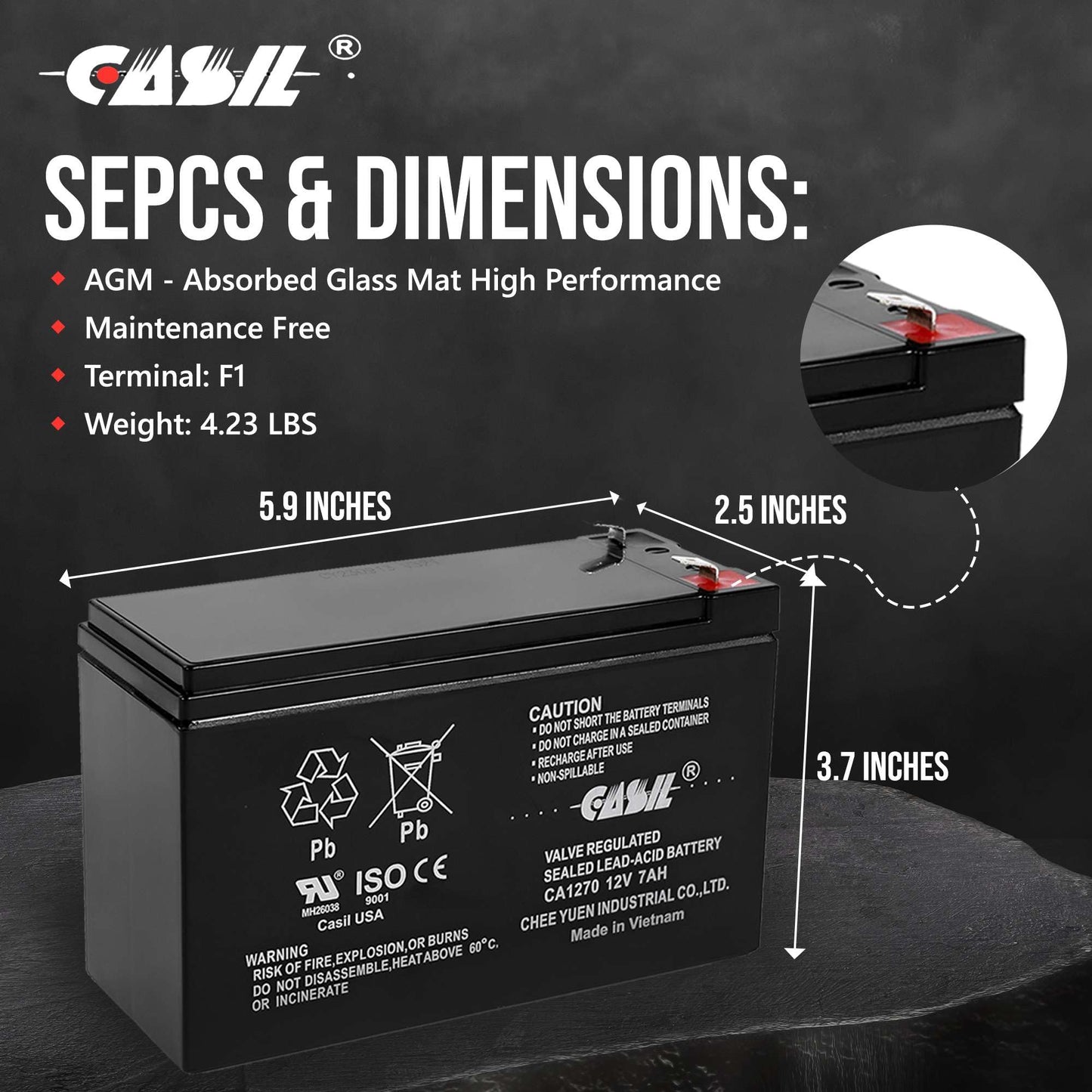 Casil 12V 7Ah Replacement Battery Compatible with Baace CB7-12