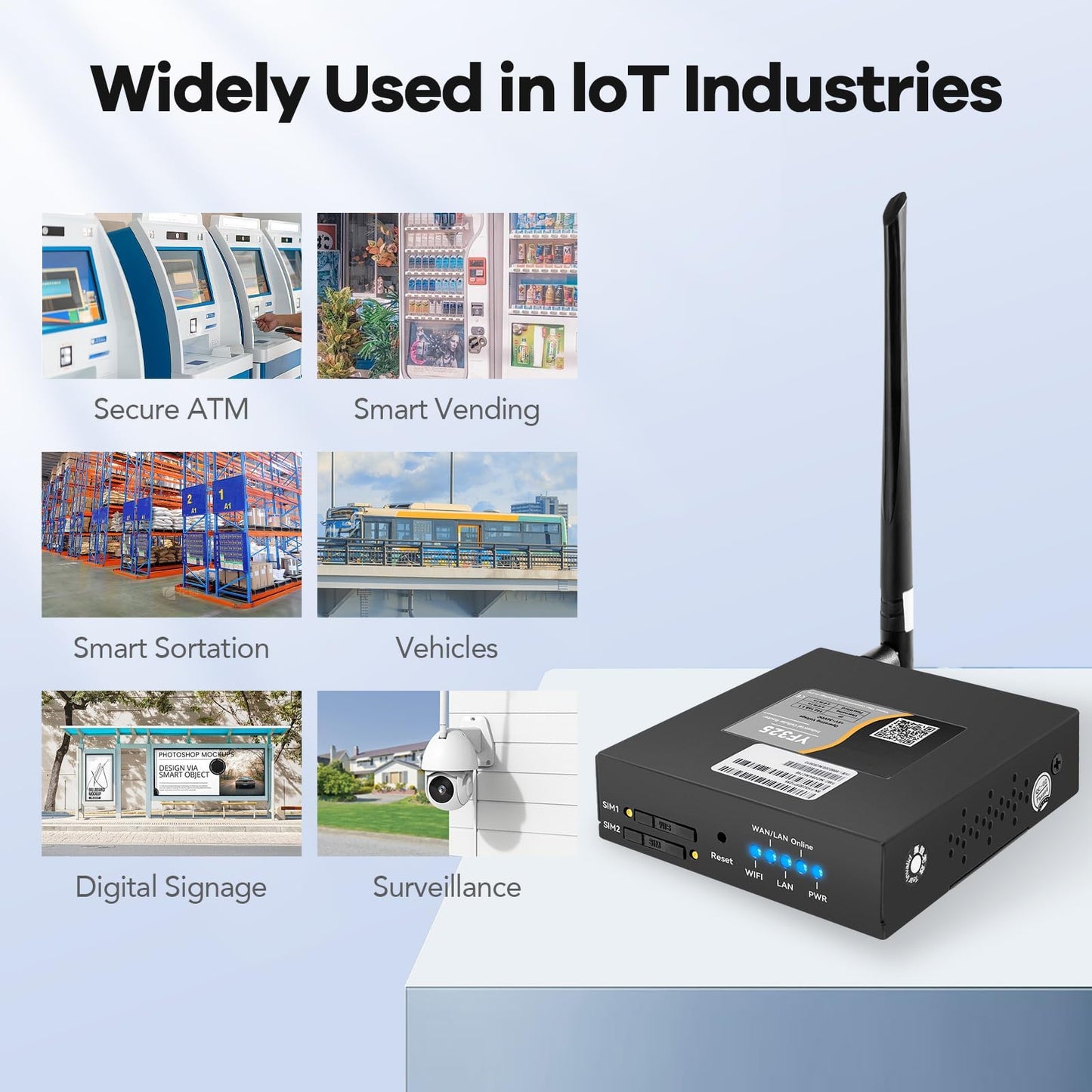 4G VPN Router, Industrial 4G LTE Router Yeacomm YF325 WiFi Modem Unlocked with Dual Sim Card Slot, RS232, External Antenna Cellular Modem in