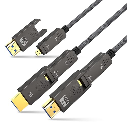 BIFALE 8K Fiber Optic HDMI 2.1 Cable 25ft, Detachable 8K HDMI 2.1 Cable Support eARC, 48Gbps, 8K@60Hz, 4K@120Hz with Dual Micro HDMI for RTX