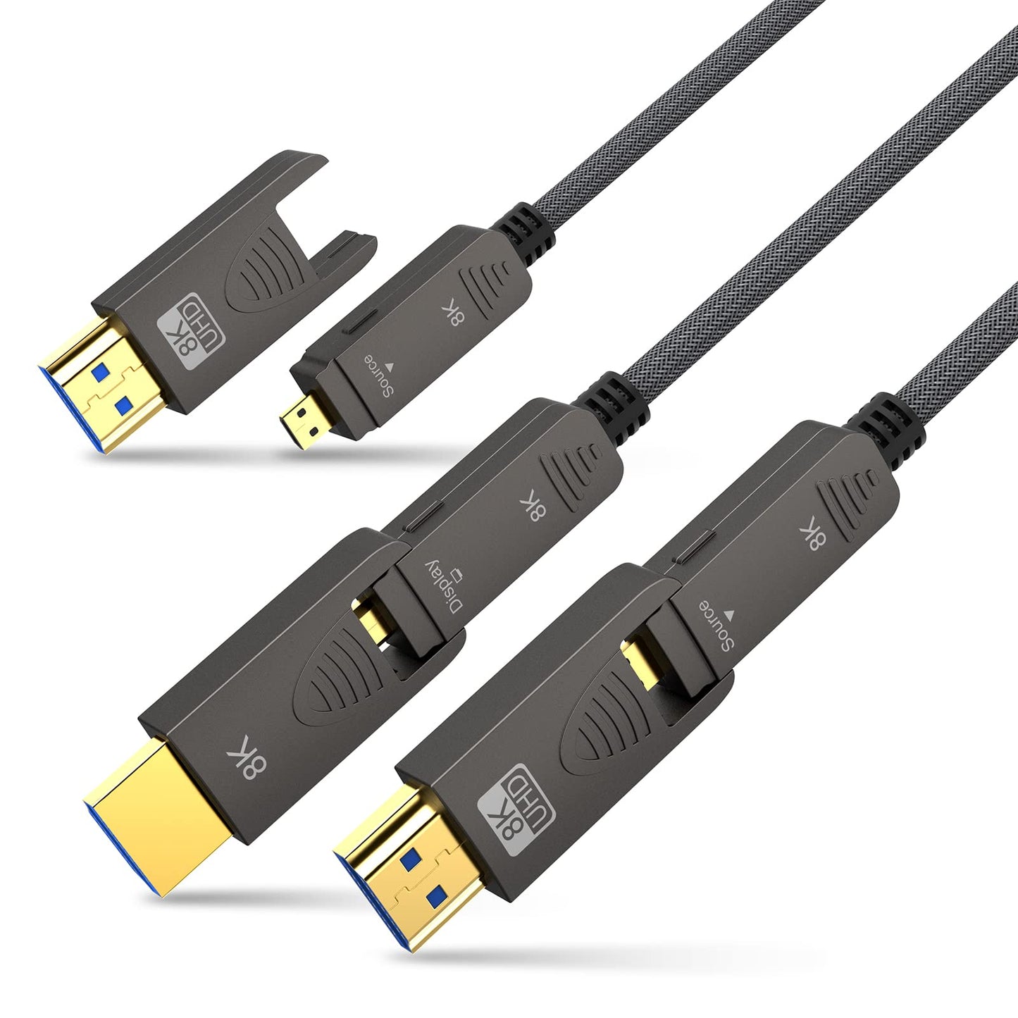 BIFALE 8K Fiber Optic HDMI 2.1 Cable 25ft, Detachable 8K HDMI 2.1 Cable Support eARC, 48Gbps, 8K@60Hz, 4K@120Hz with Dual Micro HDMI for RTX