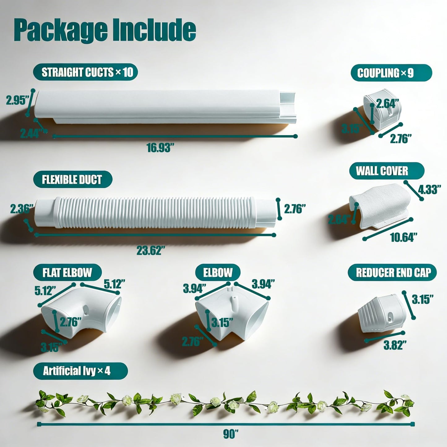 GROVOAK Mini Split Line Set Cover Kit - Decorative PVC AC Cover with Lifelike Green Plants, Easy DIY Installation, Fits Mini Split, Central AC & Heat