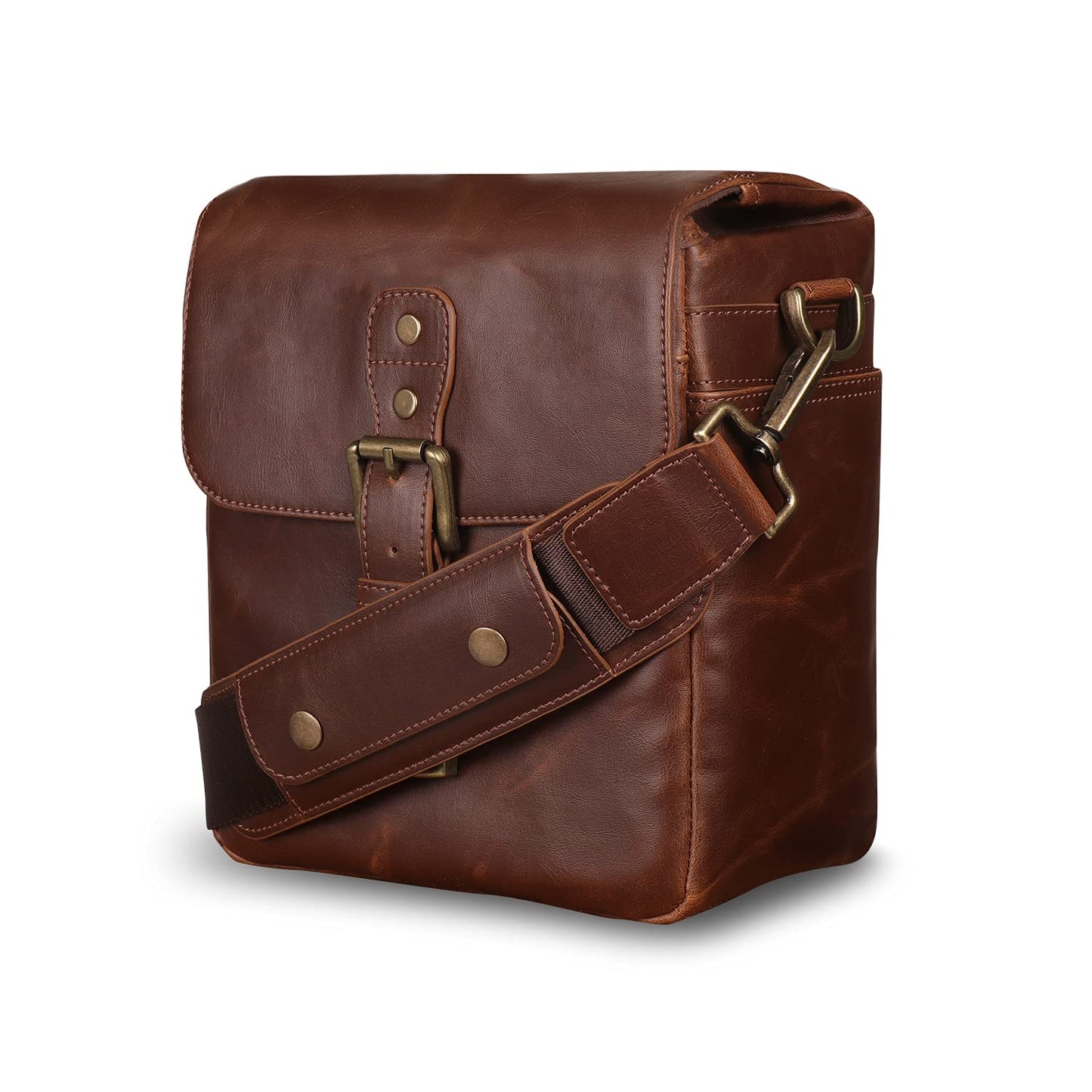 MegaGear Leather Camera Messenger Bag for Mirrorless, Instant and DSLR Cameras