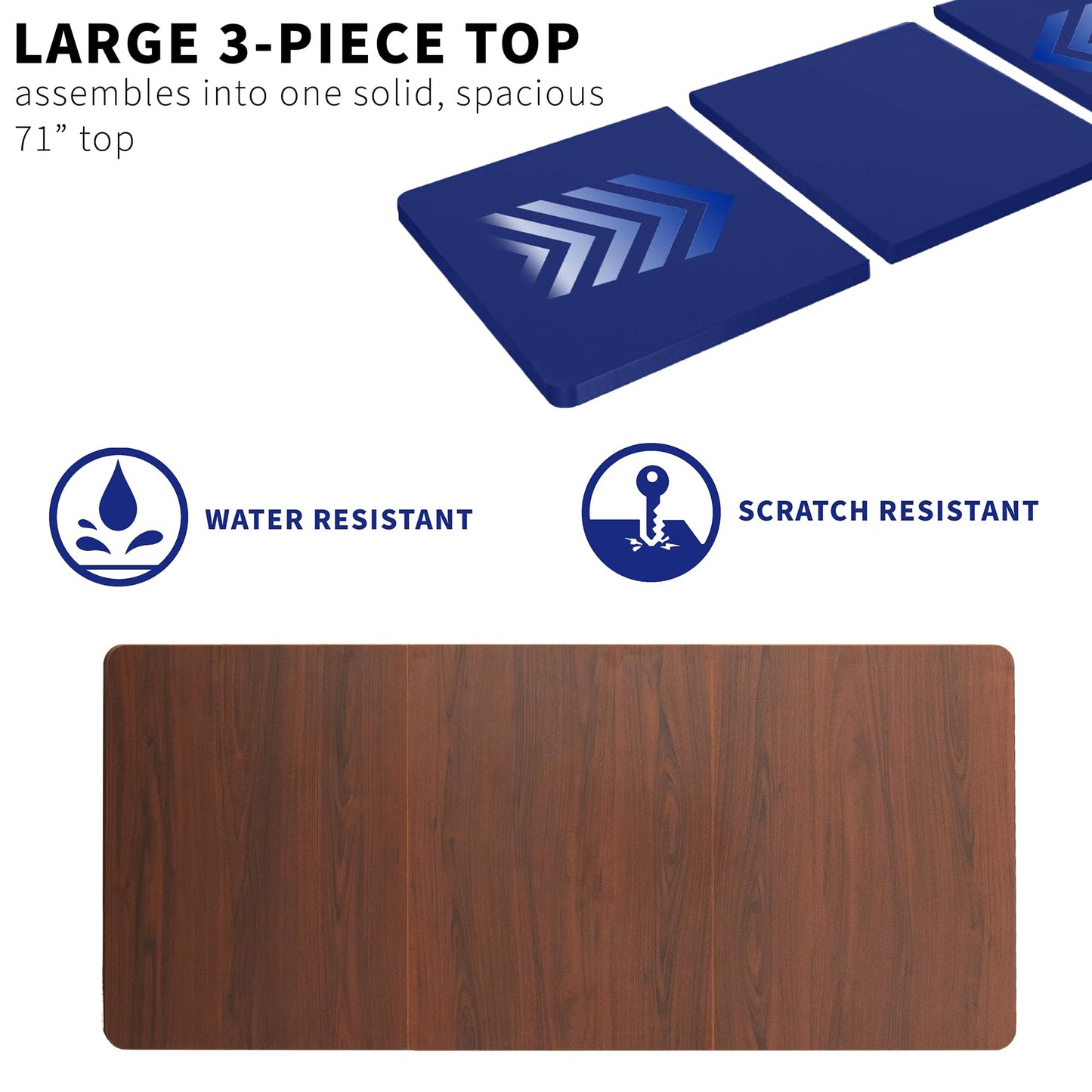 VIVO Universal 71 x 36 inch Table Top for Standard and Sit to Stand Height Adjustable Home and Office Desk Frames, Dark Walnut Extra-Wide Desktop