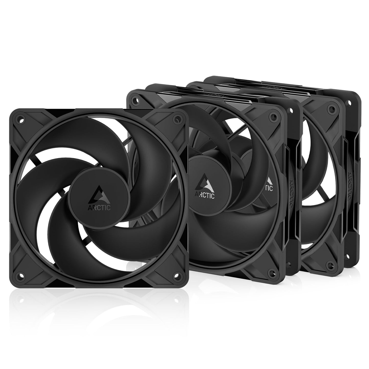 ARCTIC P12 Pro Reverse - 3 Pack - 120 mm Premium Fan with Reverse Airflow, PWM Fan with Y Cable Splitter, 500-3000 RPM, 0 RPM <5% PWM, hydrodynamic