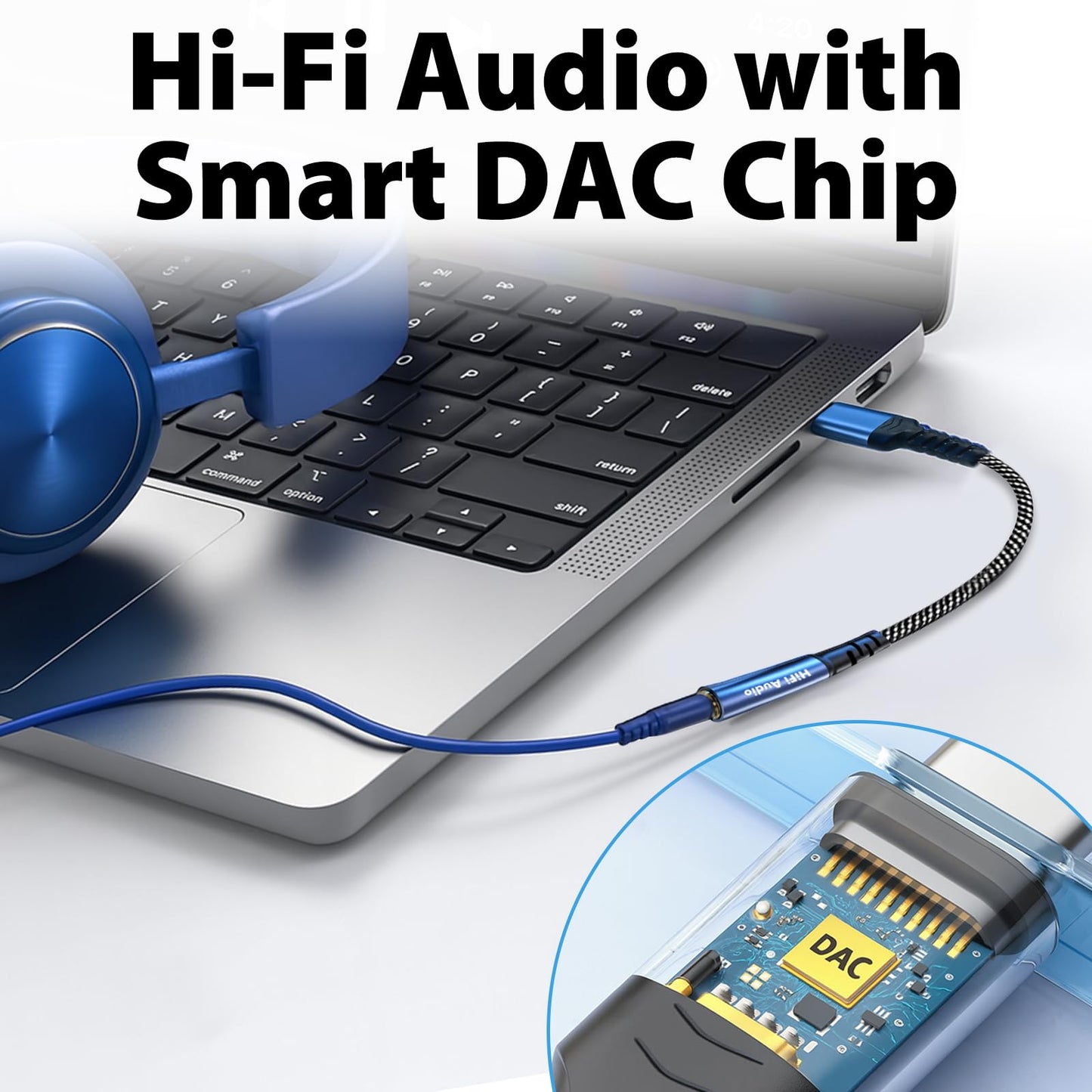 Cyberguys! USB C to 3.5mm Audio Adapter, Aux to USB C Headphone Jack Dongle w/Hi-Fi DAC Chip, in-Line Control & Mic Support Compatible with iPhone