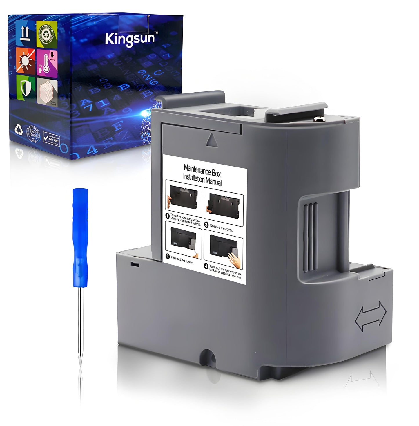 KSUMEI T04D100 EP-04D1 Ink Maintenance Box Compatible with ET-3710 ET-3750 ET-3760 ET-3830 ET-3850 ET-4850 WF-2860 XP-5100 ET-M1000 ST-3000 Printers